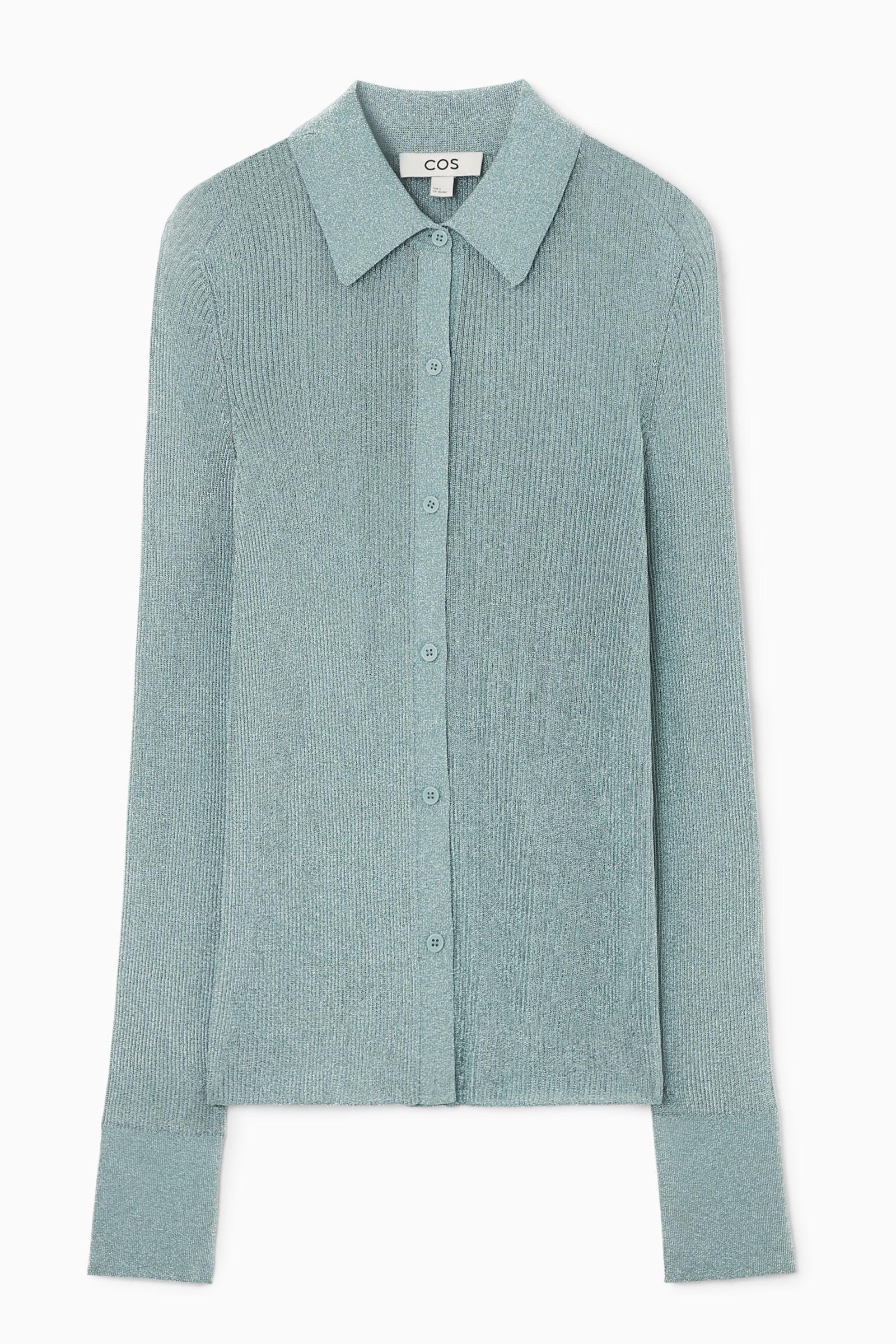COS Sparkly Ribbed-knit Shirt in Blue | Lyst UK