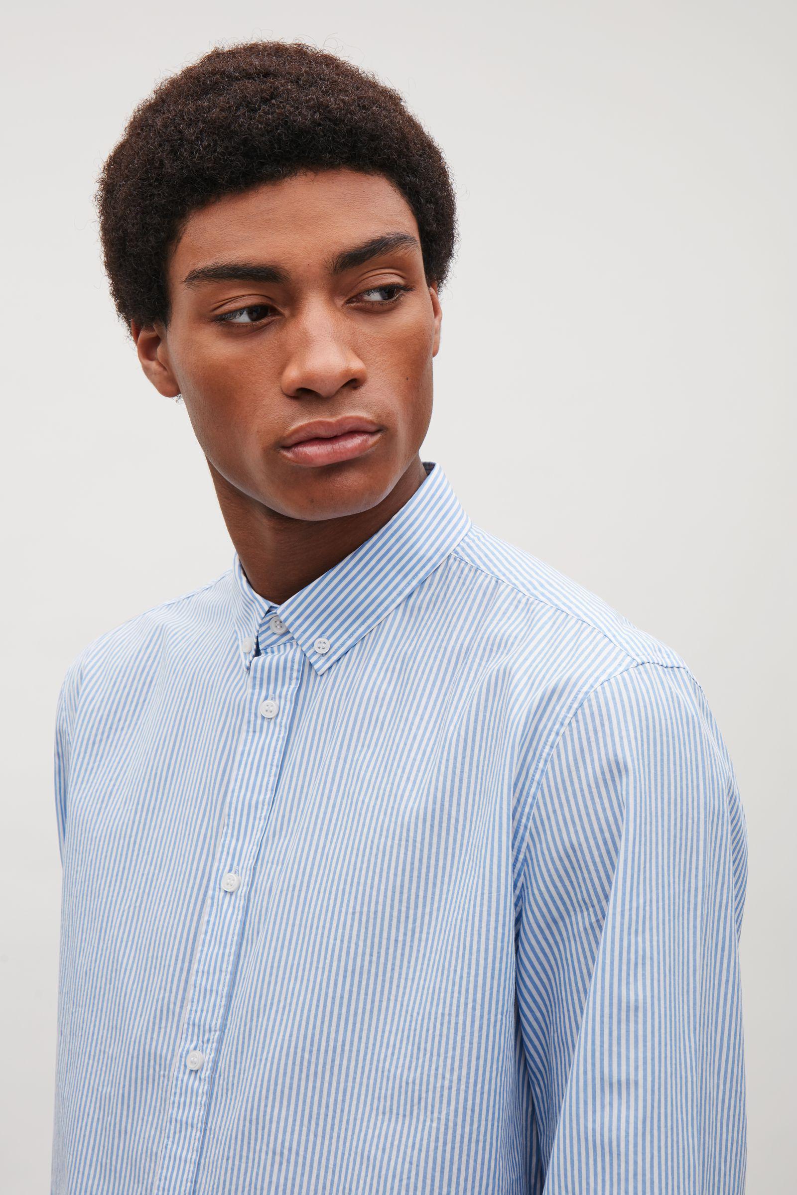 COS Cotton Button-down Striped Shirt in 