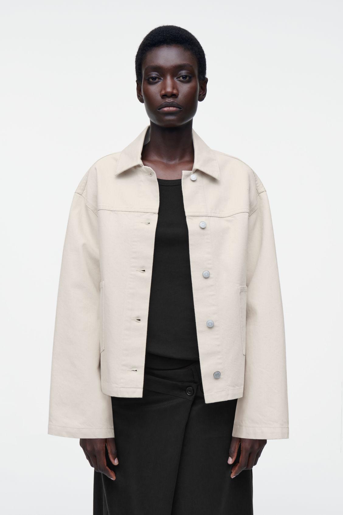 COS Boxy Denim Jacket in White | Lyst
