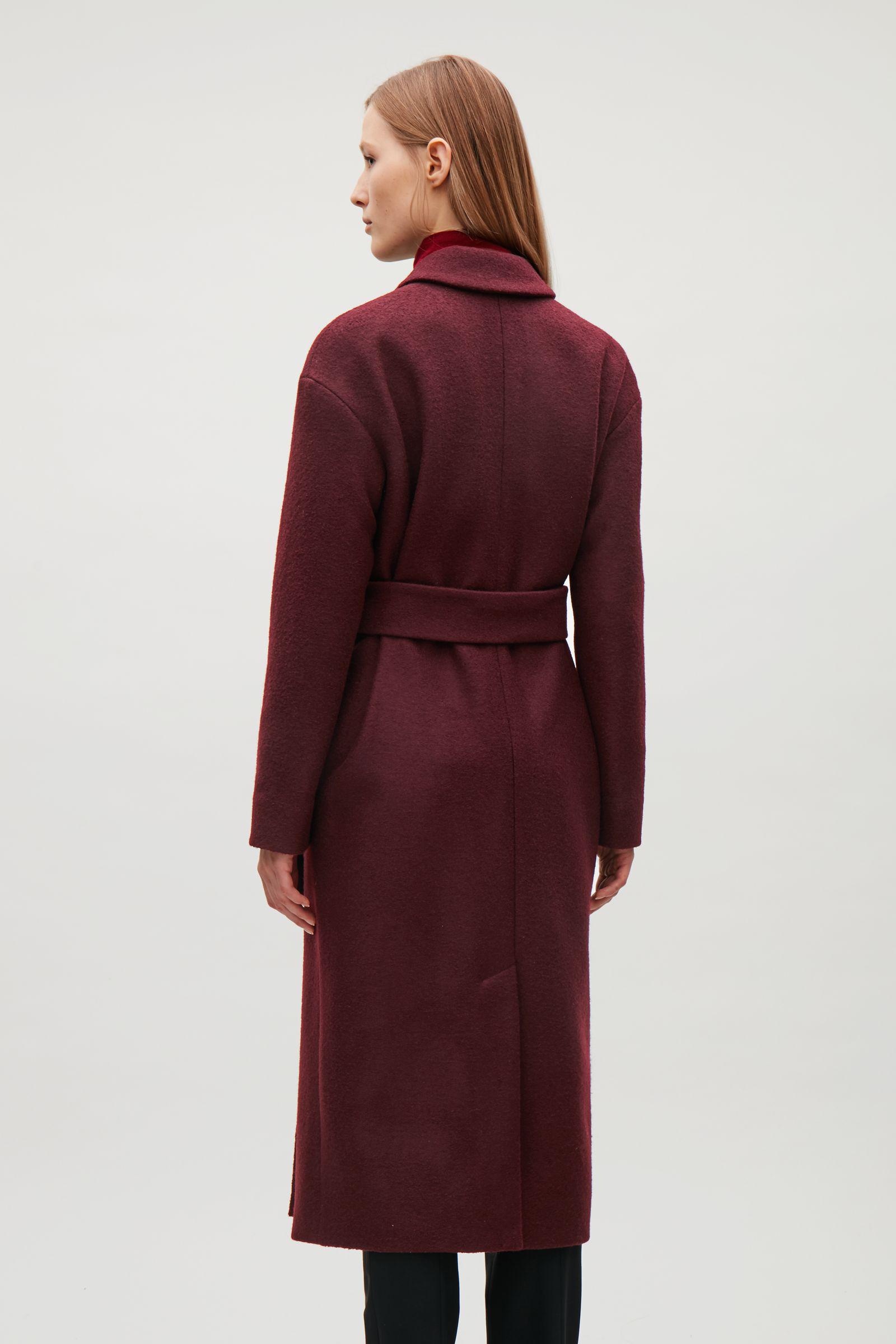 Lyst - Cos Belted Wool Coat in Red