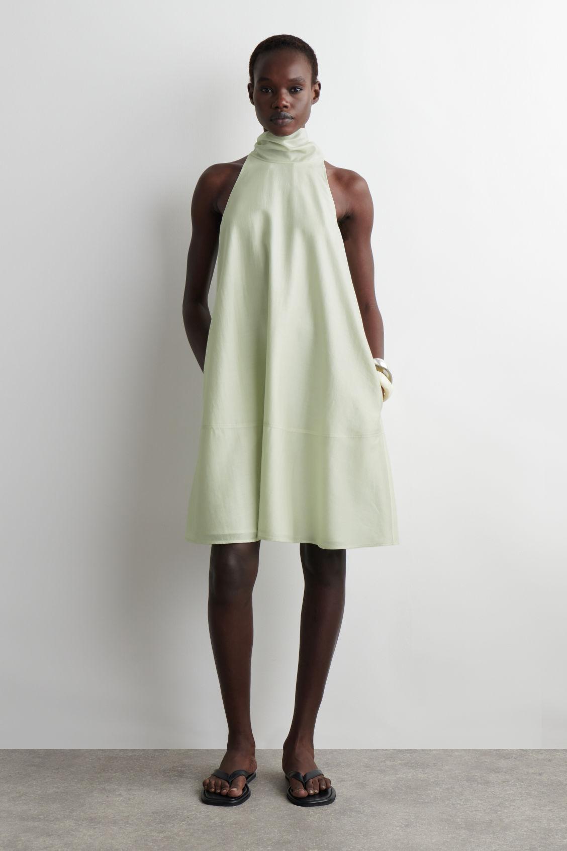 COS Fluid Halterneck Mini Dress in Green | Lyst COS Fluid Halterneck Mini Dress in Green | Lyst