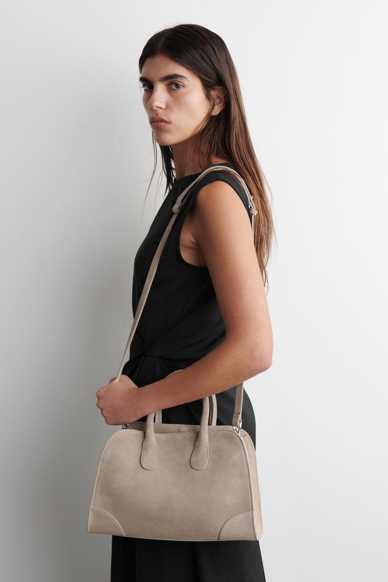 COS Mini Studio Bowling Bag - Suede in Natural | Lyst