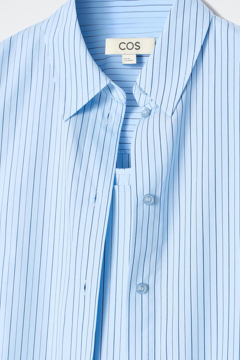 cos layered striped trapeze shirt dress in Blue Blue dress