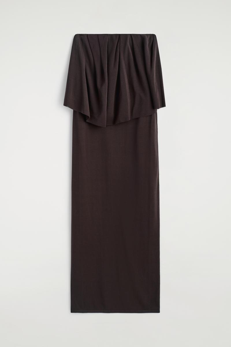 cos knitted bandeau maxi dress black COS Layered Sheer-Knit Bandeau Maxi Dress in Black