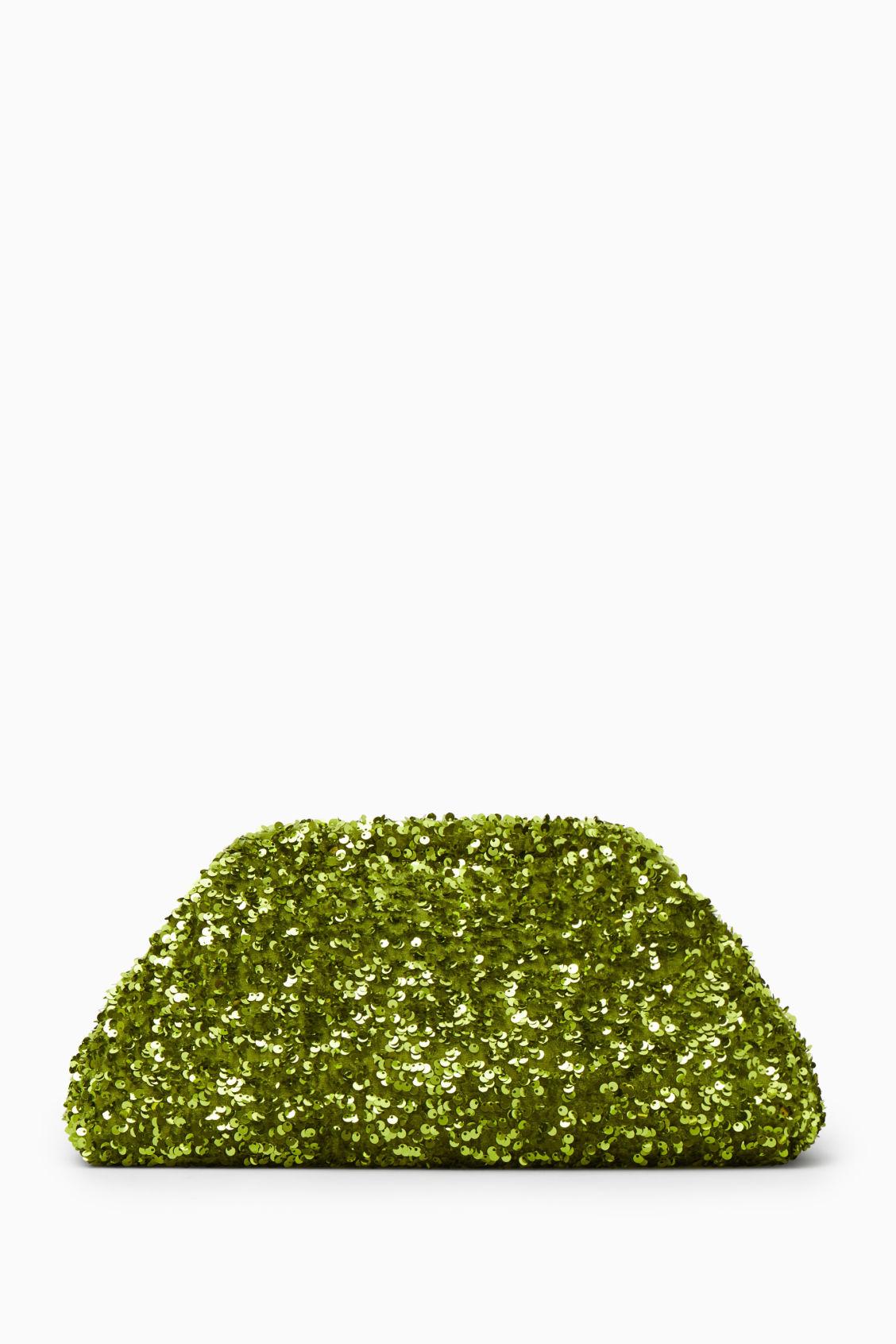COS Oversized Sequinned Framed Clutch in Green Lyst