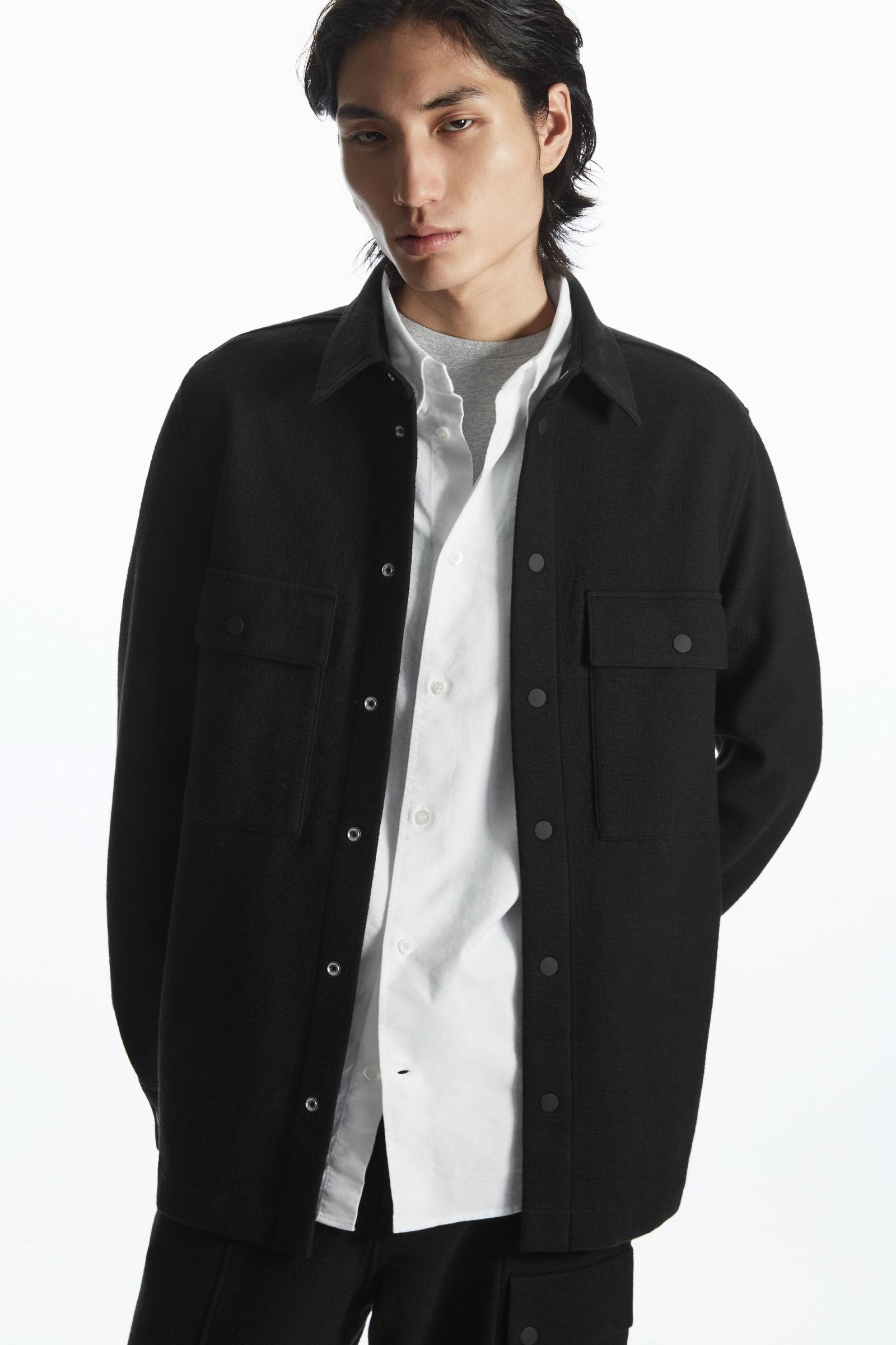 COS Wool-blend Utility Overshirt in Black for Men | Lyst UK
