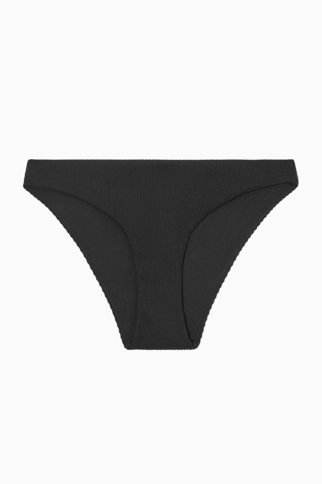COS Classic Ribbed Bikini Briefs in Black Lyst