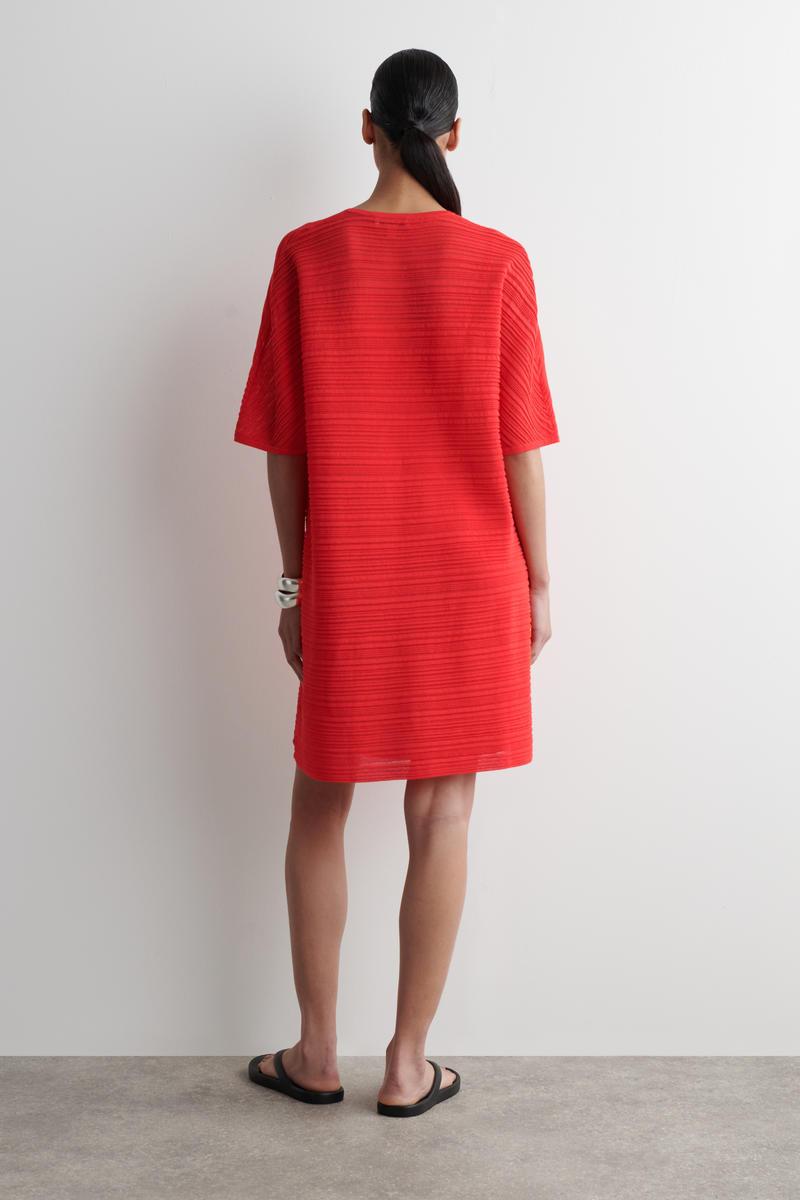 COS Pleated Knitted Mini Dress in Red | Lyst