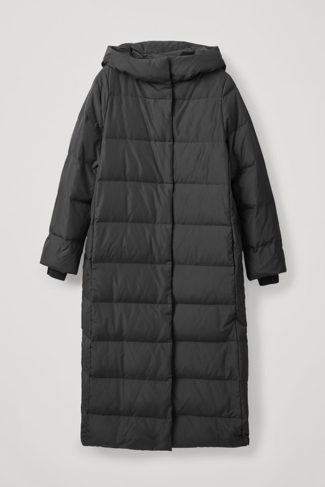 COS Hooded Long Puffer Coat in Black | Lyst