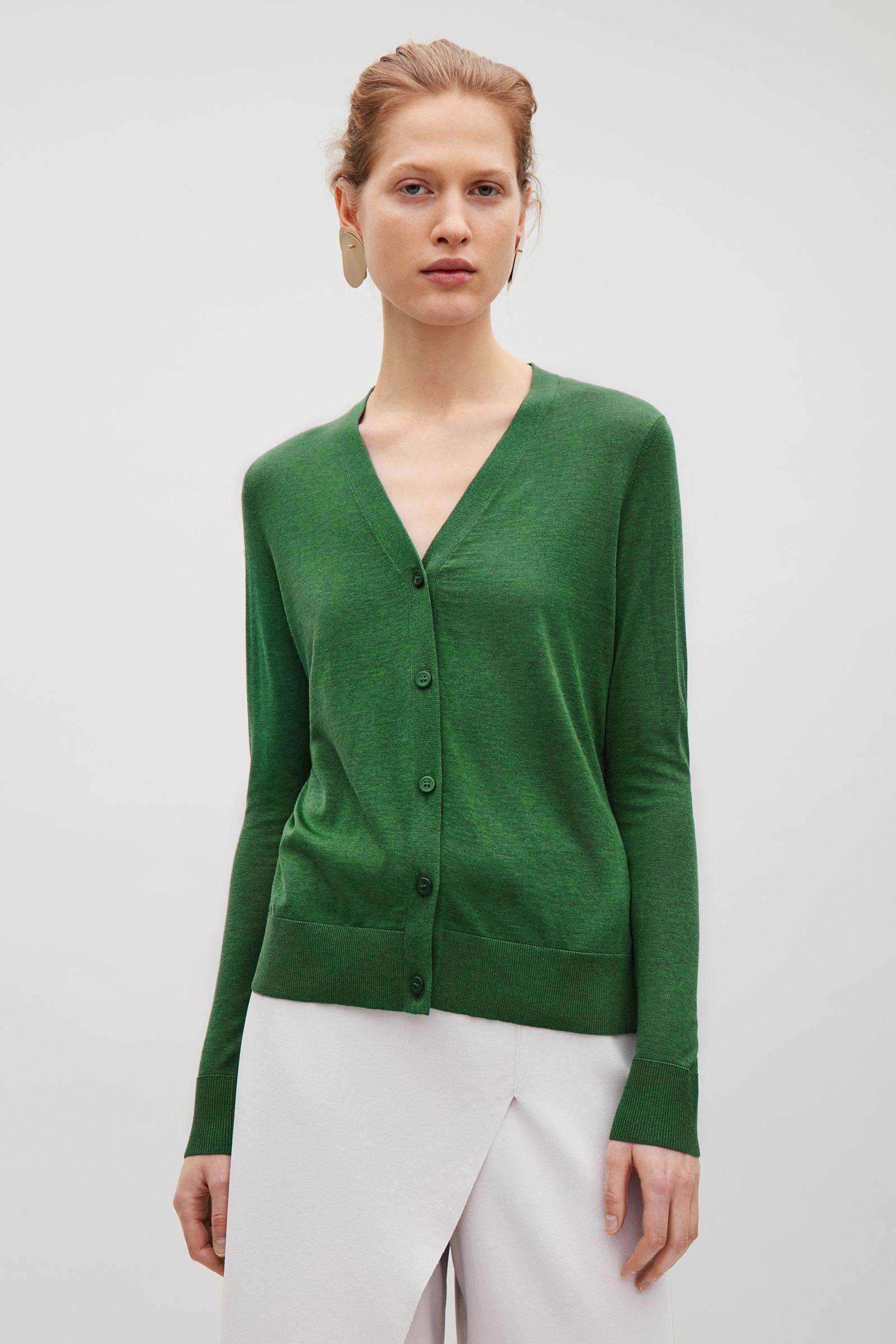 green v neck cardigan