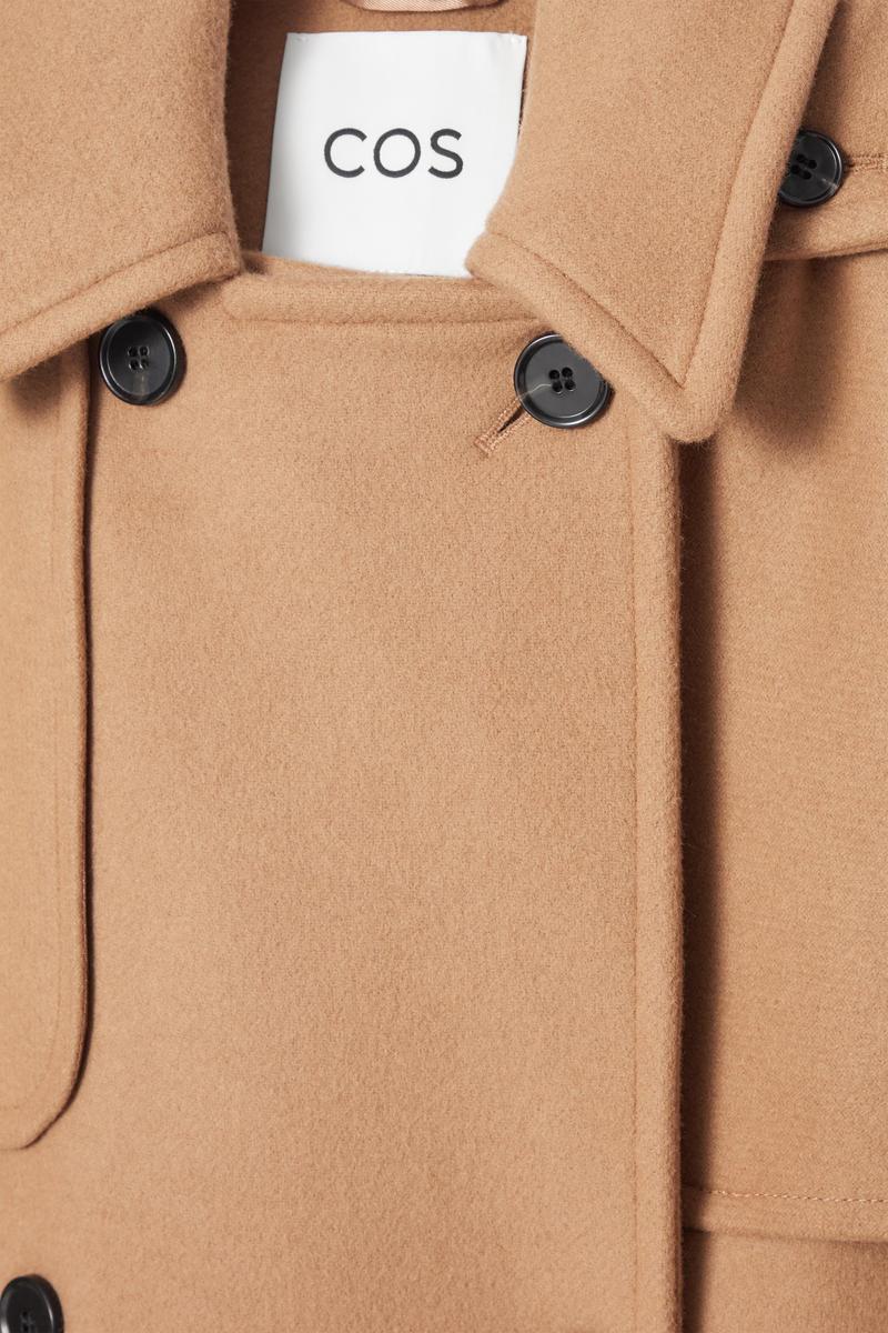 COS Hooded Wool Duffle Coat in Natural | Lyst