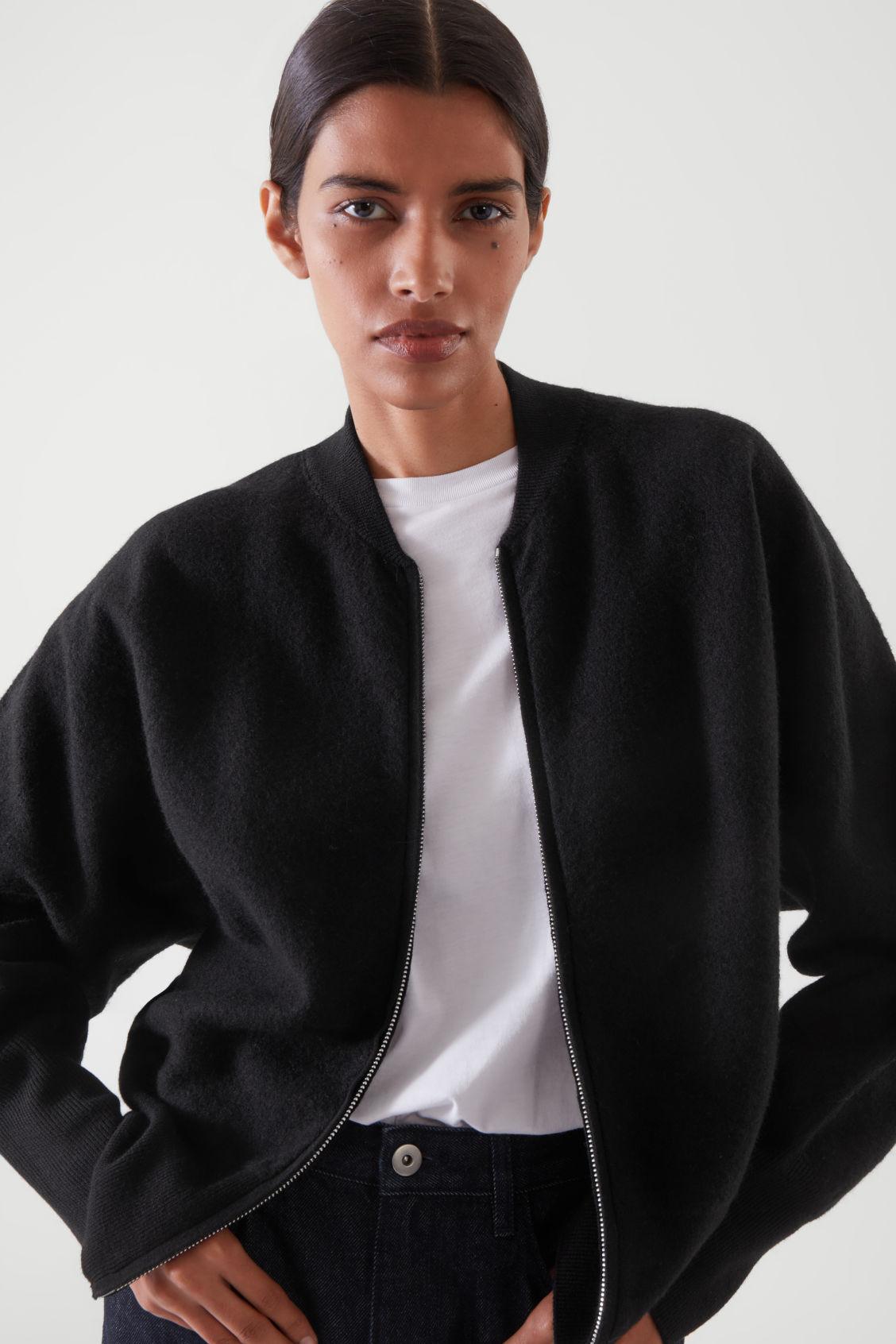 COS Wool Bomber Jacket in Black | Lyst