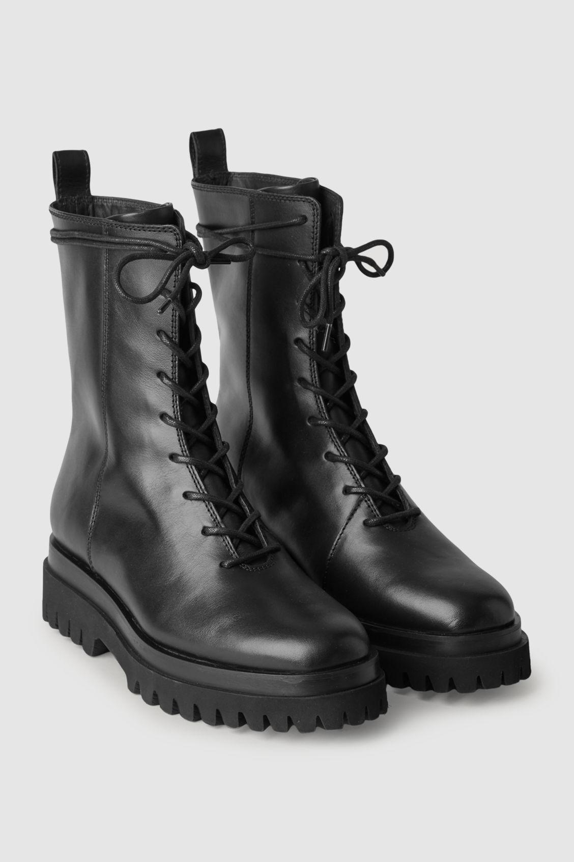 COS Leather Lace-up Chunky Boots in Black | Lyst