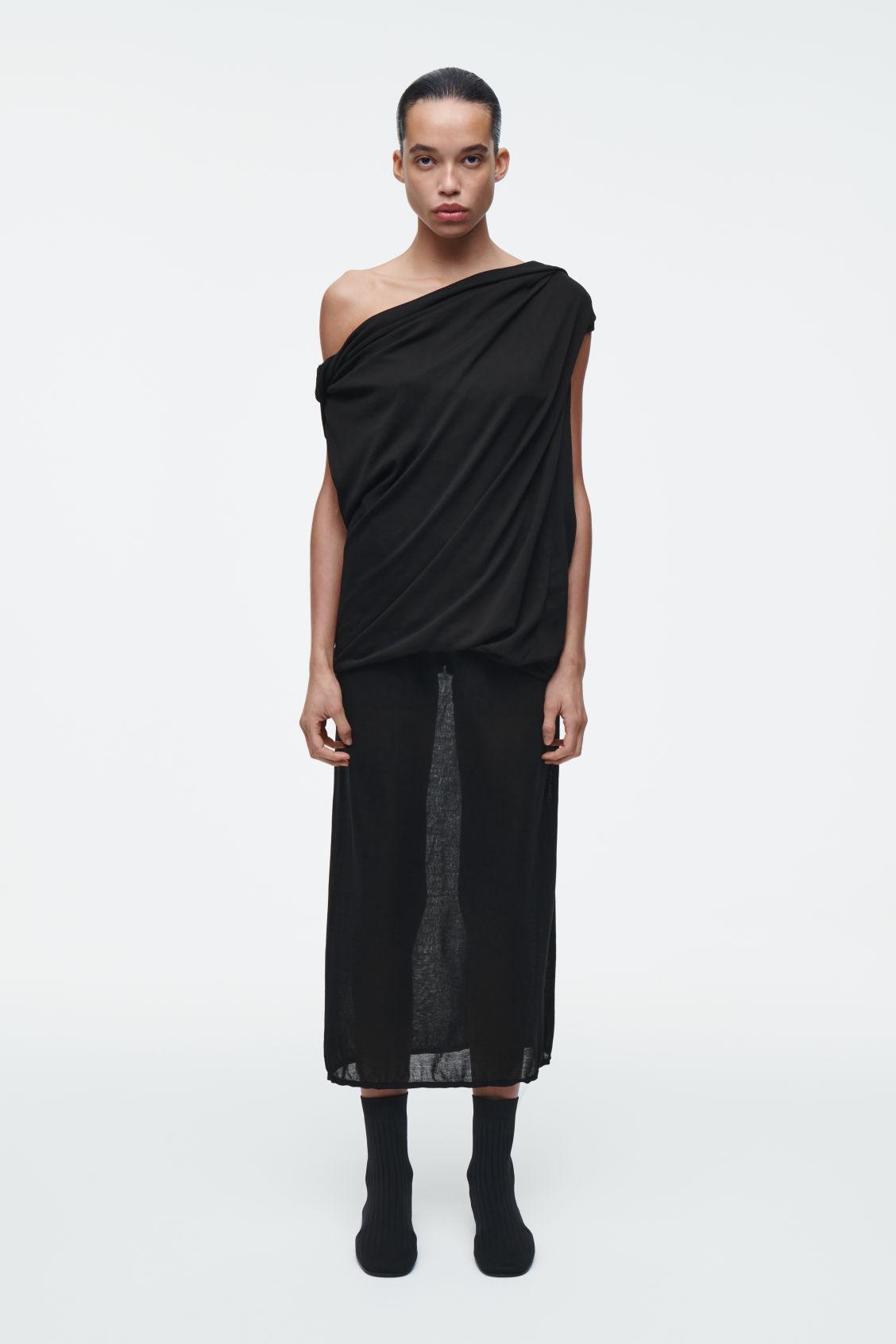 COS Sheer Knitted Skirt in Black | Lyst