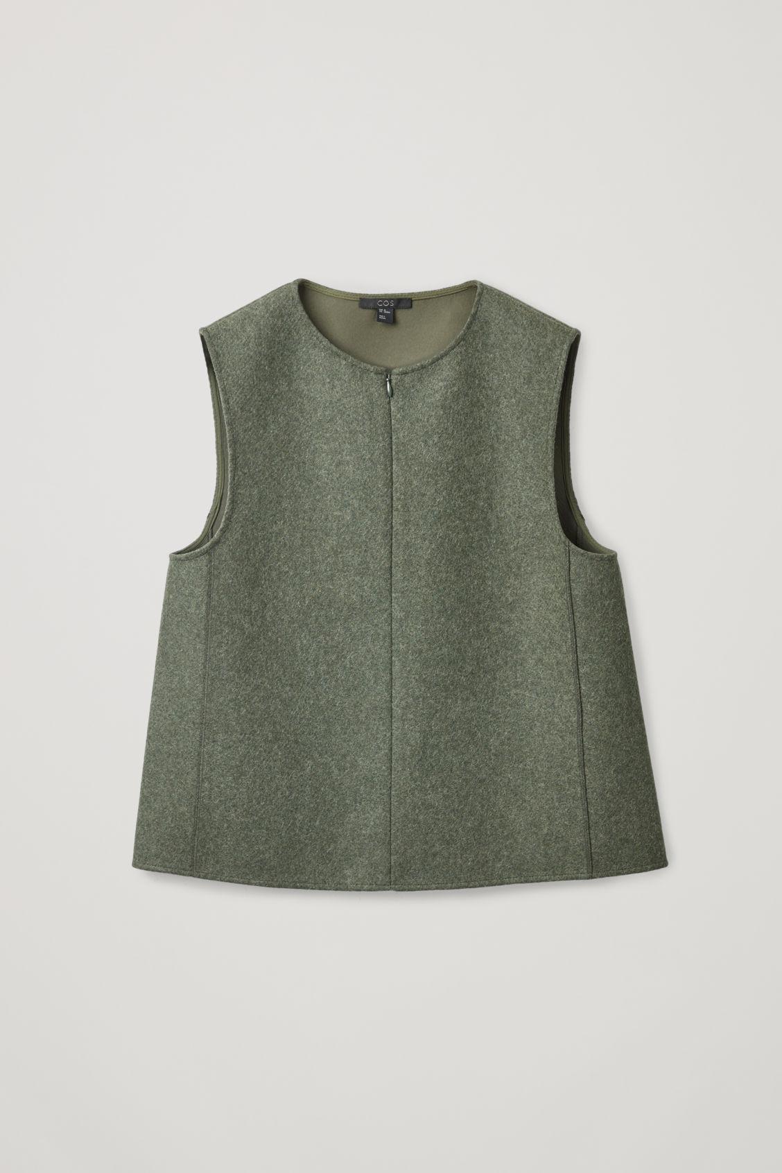 COS Sleeveless Wool-mix Vest in Green | Lyst