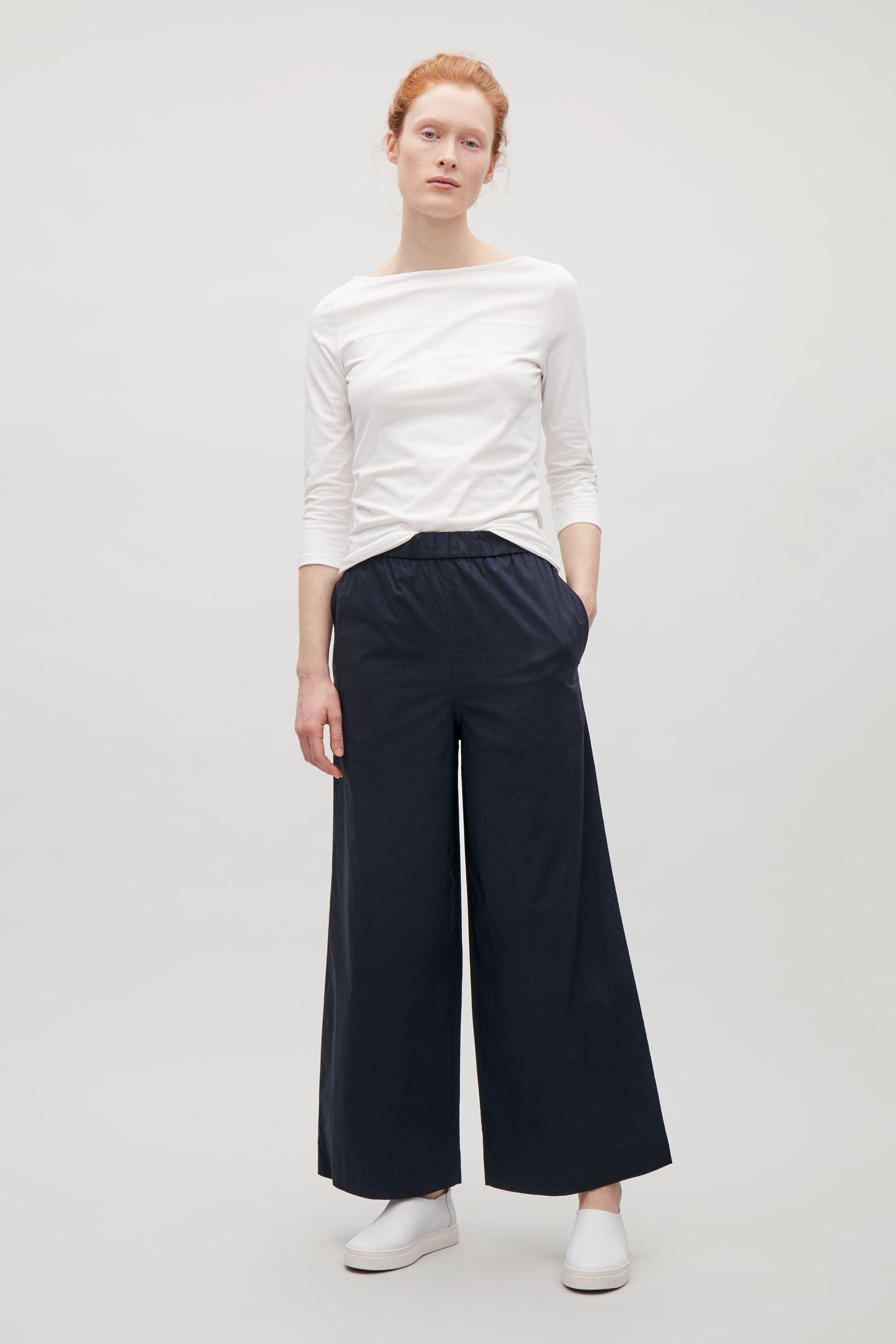 WIDELEG LINEN DRAWSTRING TROUSERS  WHITE  COS