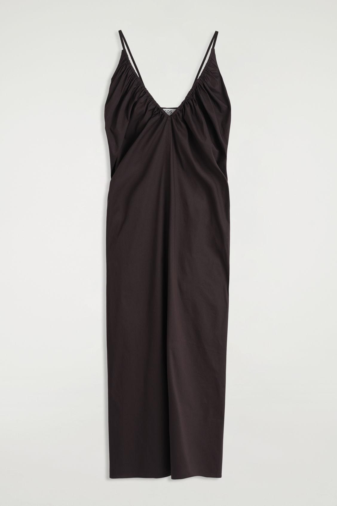 COS Gathered V-Neck Maxi Dress in Black | Lyst COS Gathered V-Neck Maxi Dress in Black | Lyst