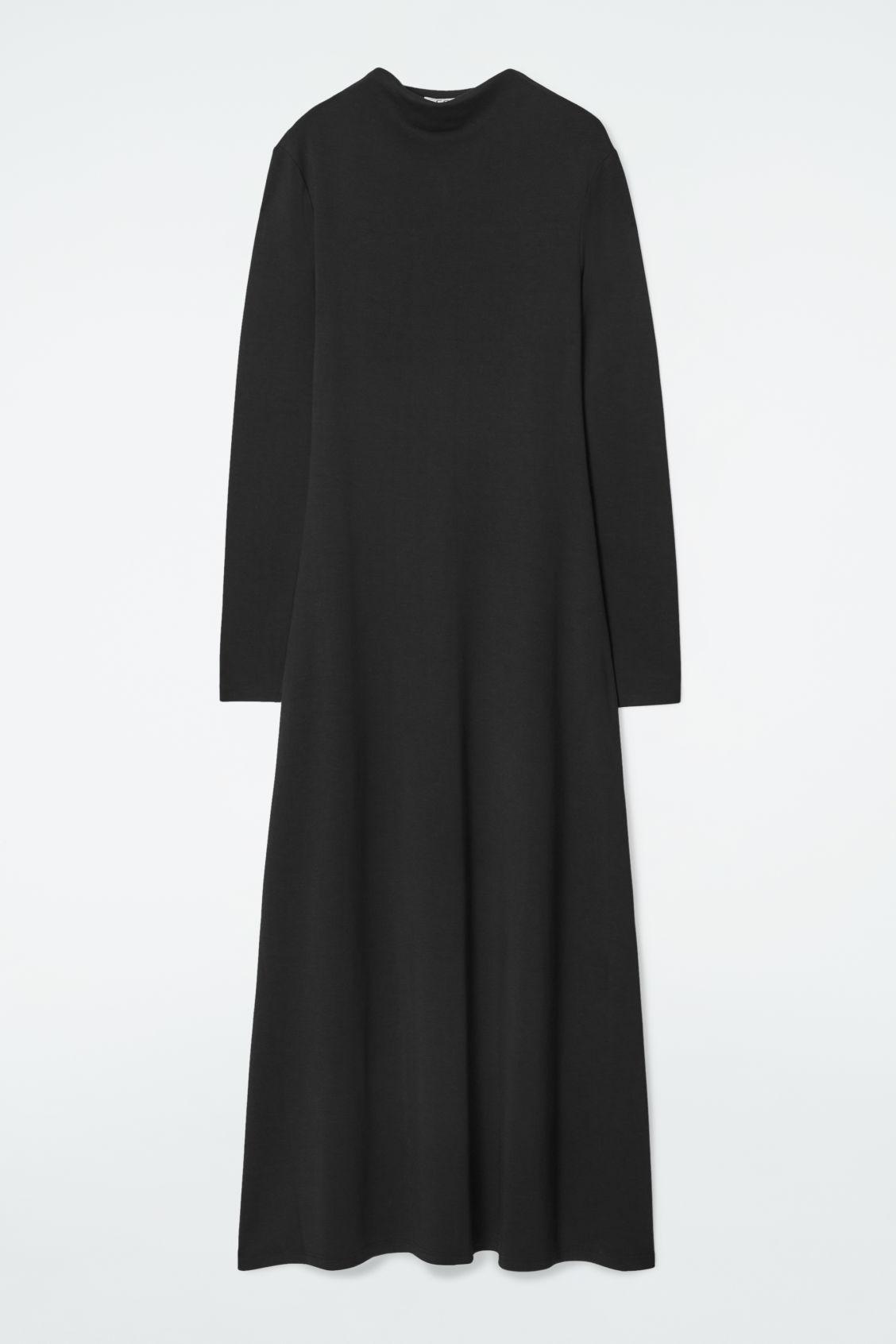 COS Cowl-Neck Long-Sleeved Maxi Dress in Black | Lyst