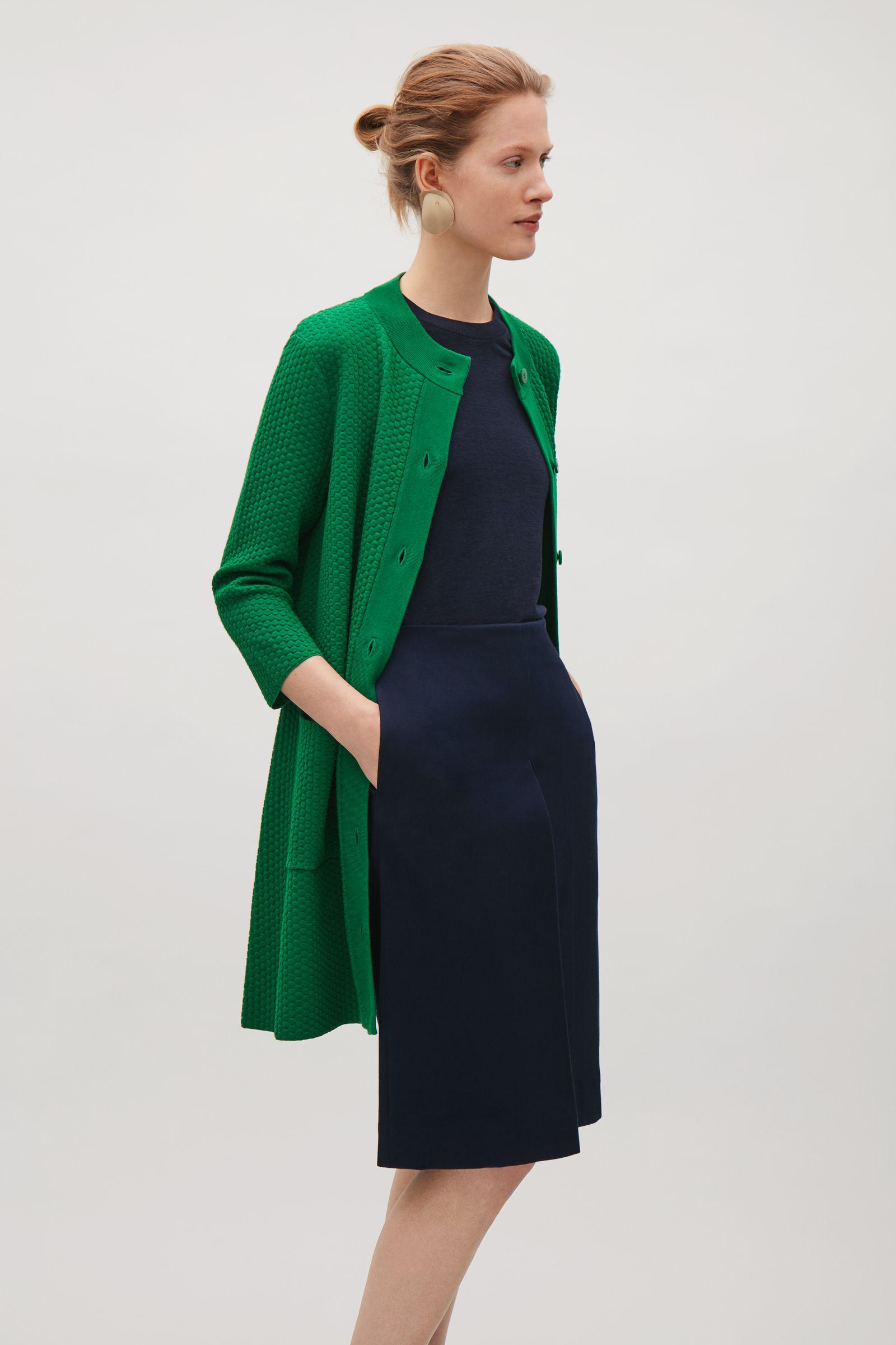 COS Synthetic Textured Knit Cardigan in Bottle Green (Green) Lyst