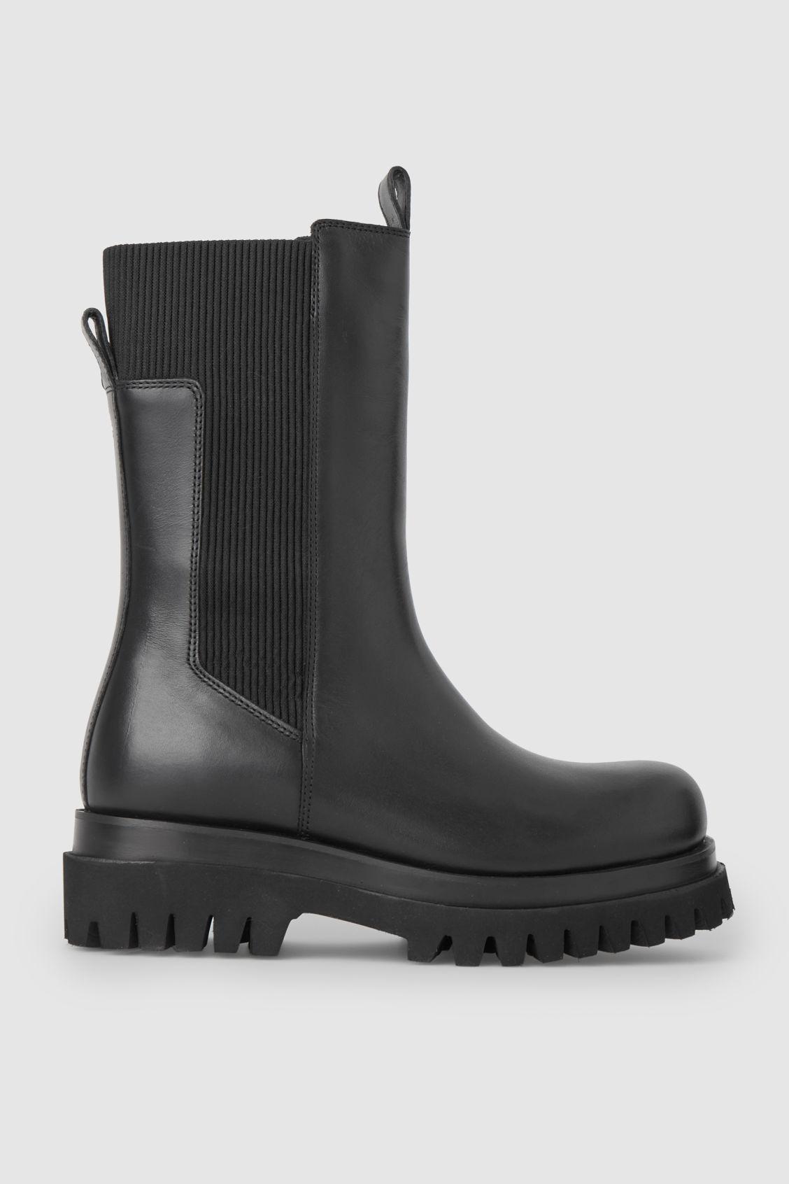 COS Chunky Leather Chelsea Boots in Black | Lyst