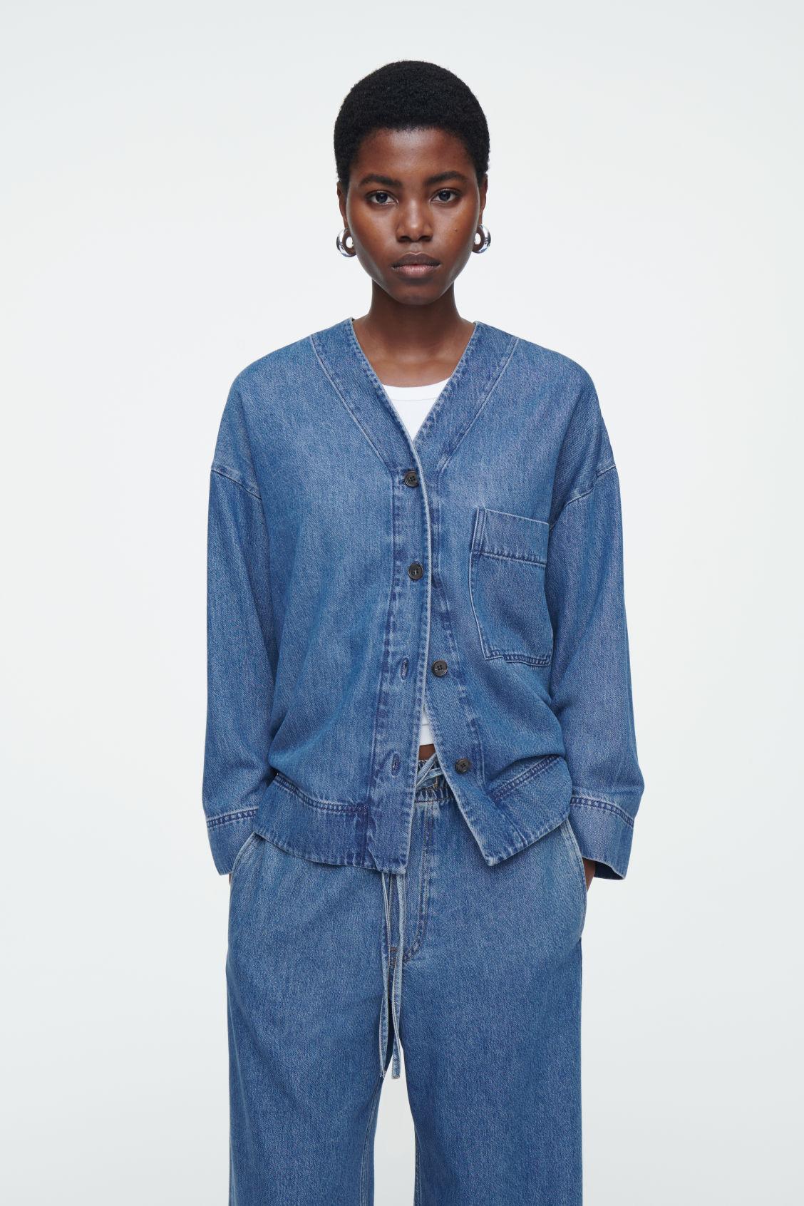 cos v neck denim dress COS V-Neck Denim Dress