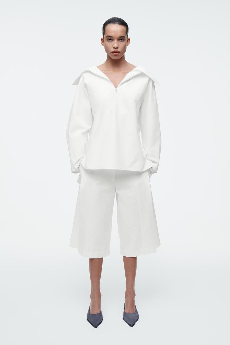 rip stop blouson オフホワイト COS Half-Zip Blouson Shirt in White | Lyst