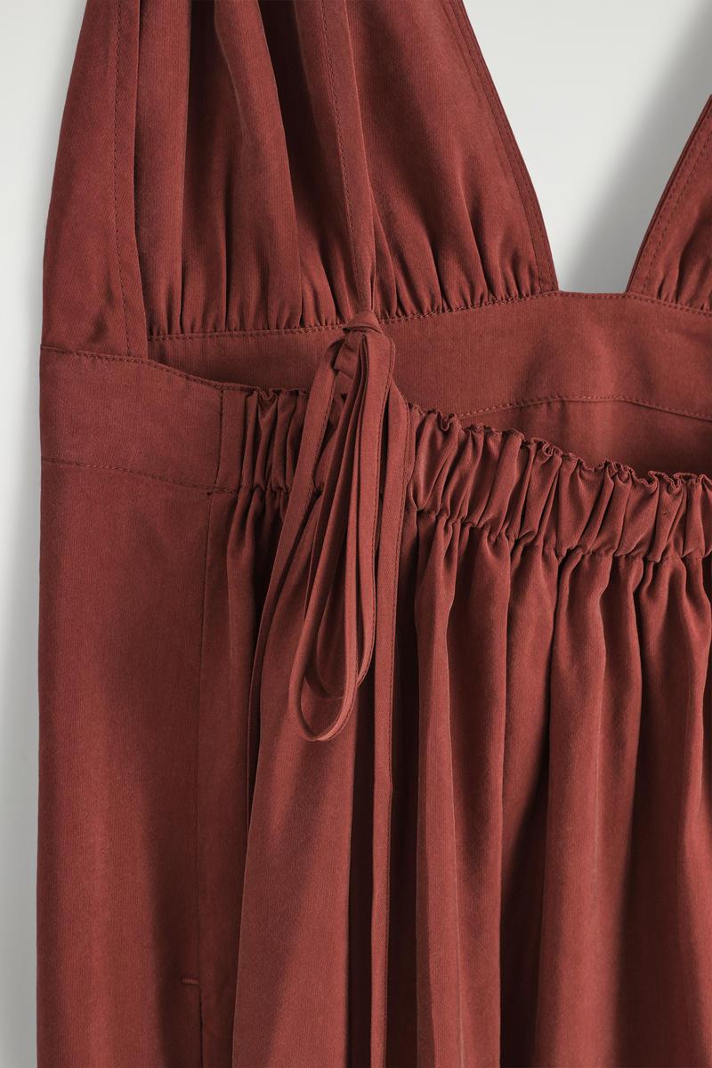 cos brown maxi dress COTTON-LINEN MAXI T-SHIRT DRESS - BROWN