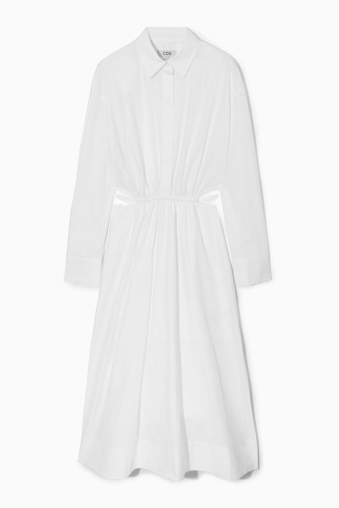 COS Cutout-waist Midi Shirt Dress in White | Lyst