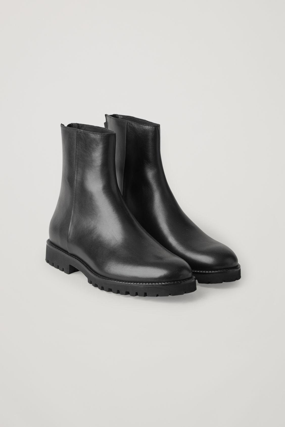 COS Chunky-sole Leather Boots in Black for Men | Lyst