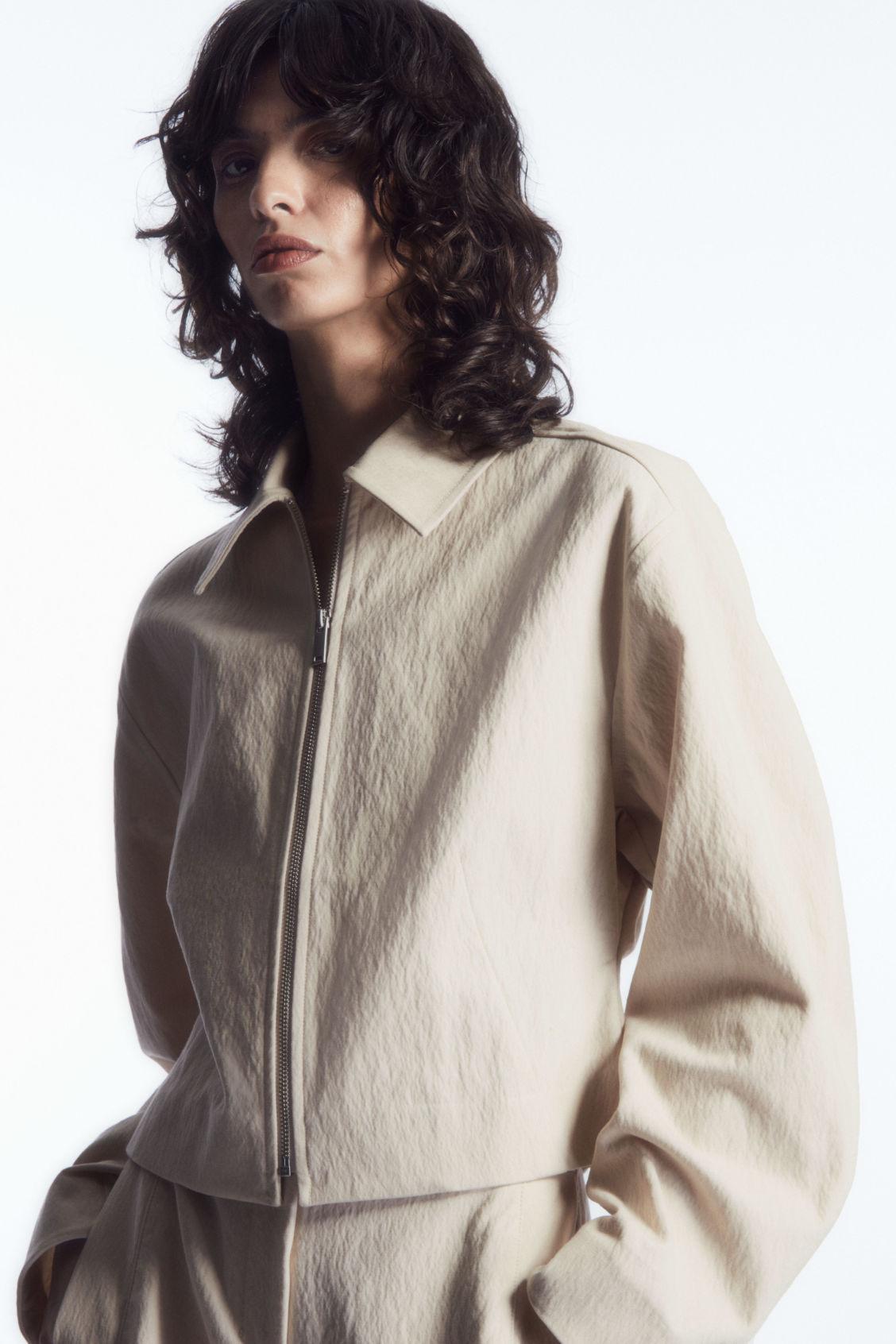 COS Cropped Waisted Jacket in Natural | Lyst
