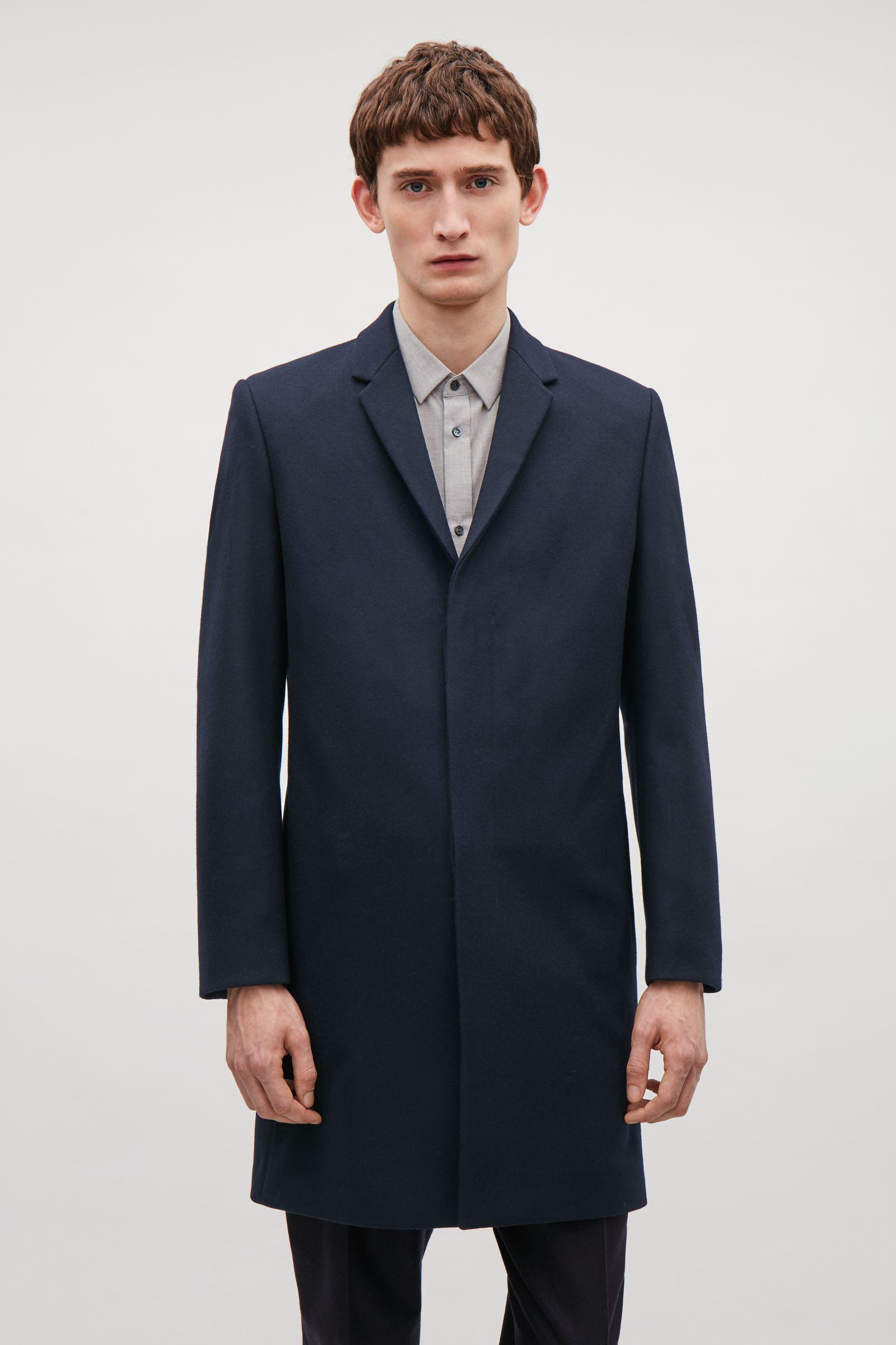 navy blue tailored coat