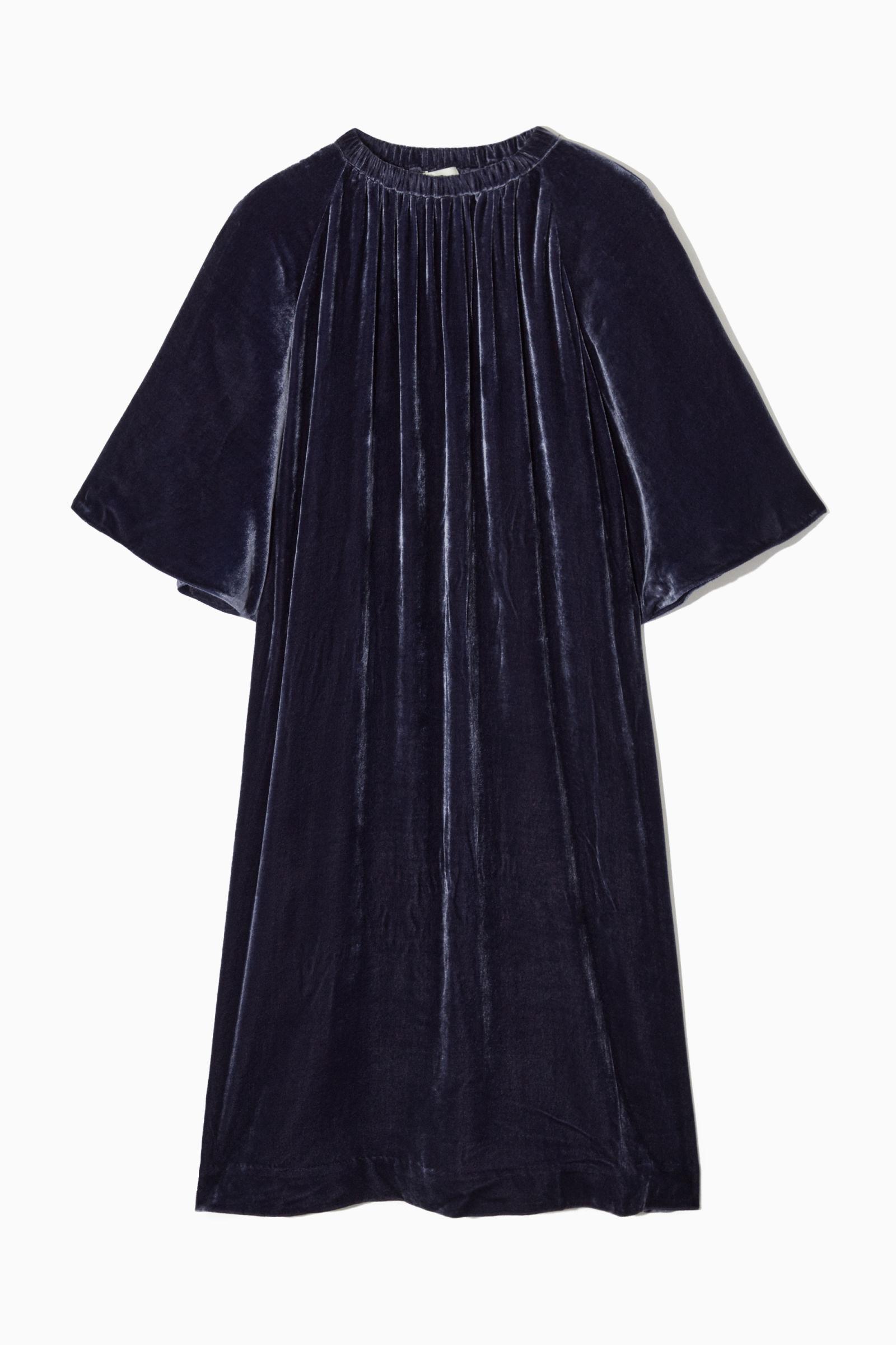 cos blue velvet dress Gathered Silk-blend Midi in Modern Minimal Trump Golf Charlotte | Size:15