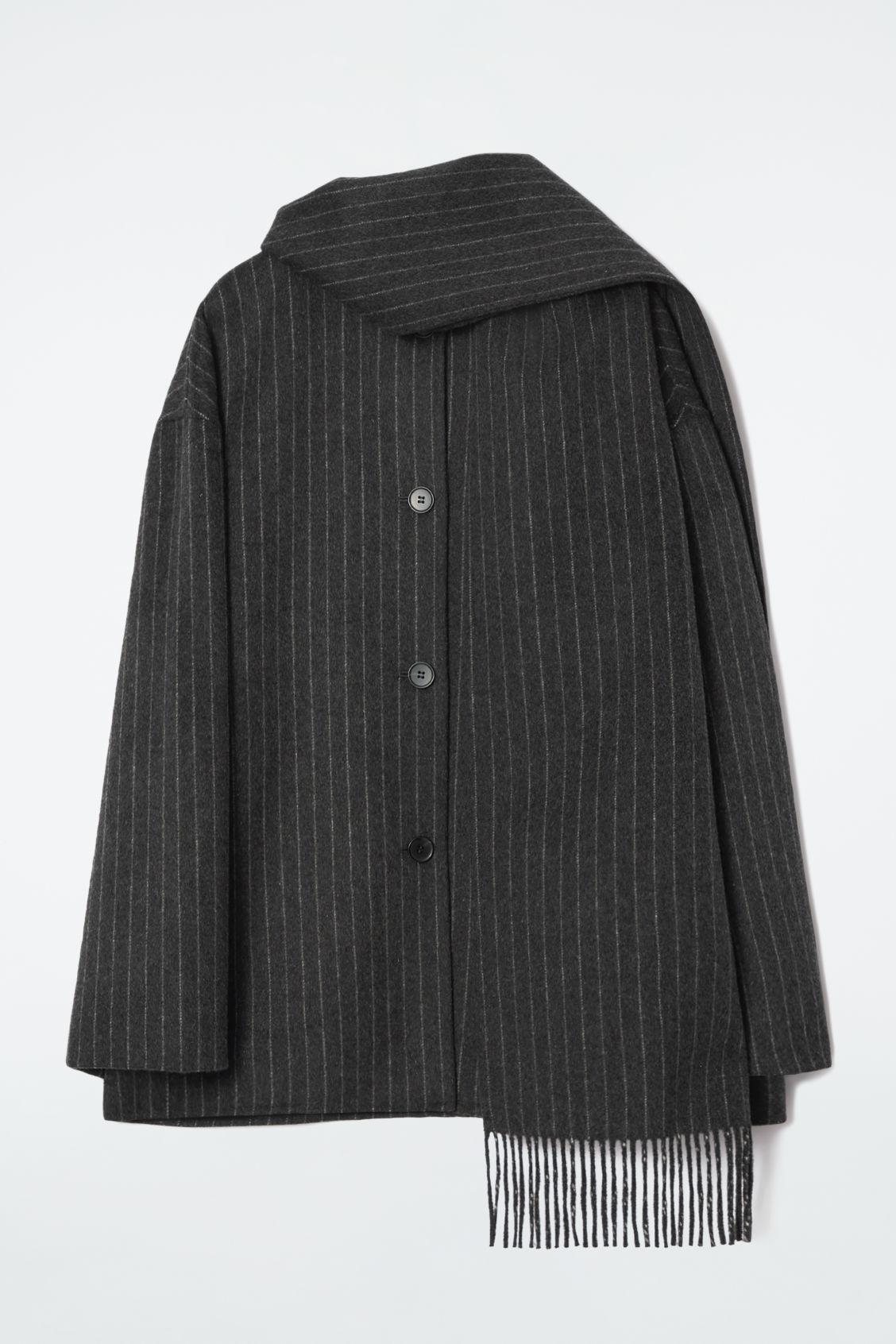 COS Oversized Wool-blend Scarf Jacket in Black | Lyst