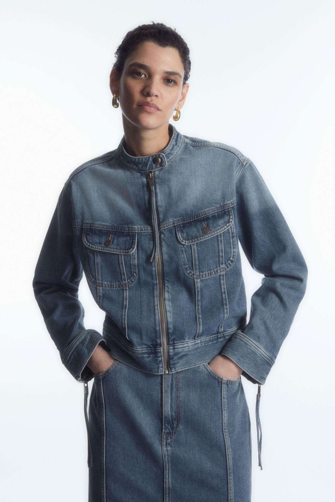 COS Denim Moto Jacket in Blue | Lyst