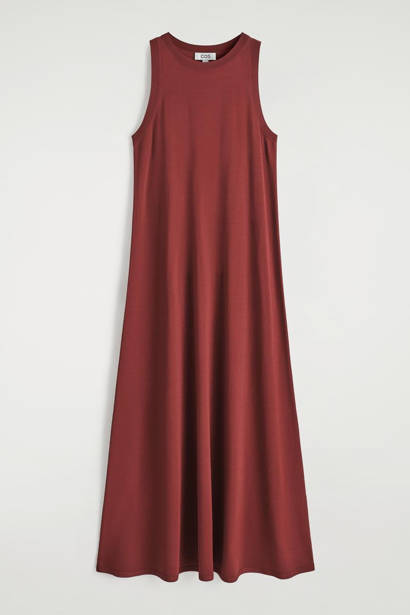 knitted cotton midi dress cos Sleeveless in Red Shirt dress
