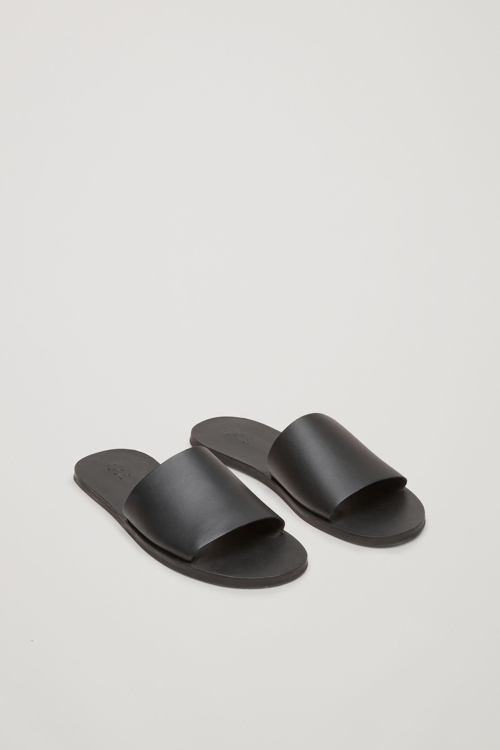 COS Leather Slides in Black | Lyst
