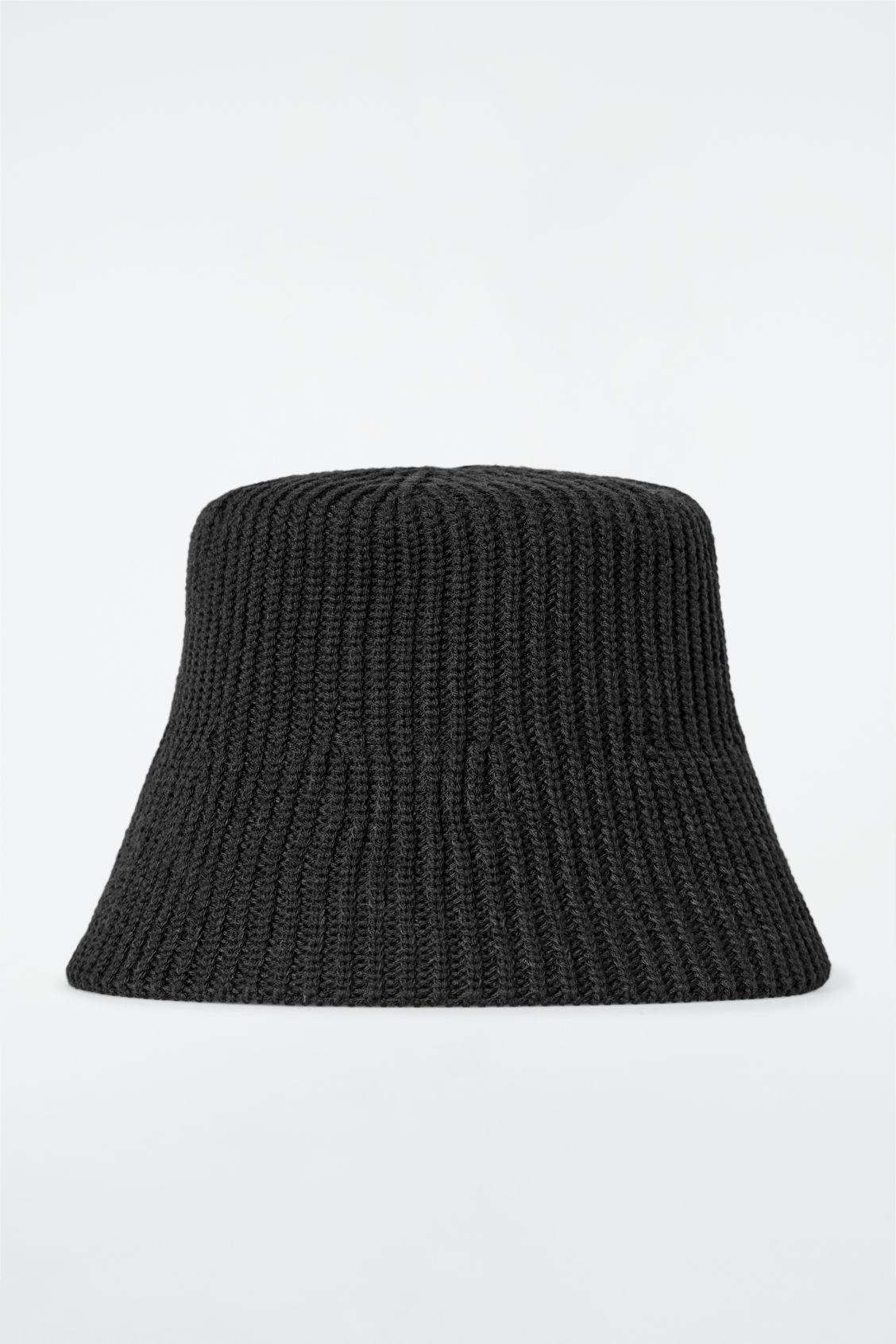 COS Ribbed Wool-blend Bucket Hat in Black | Lyst