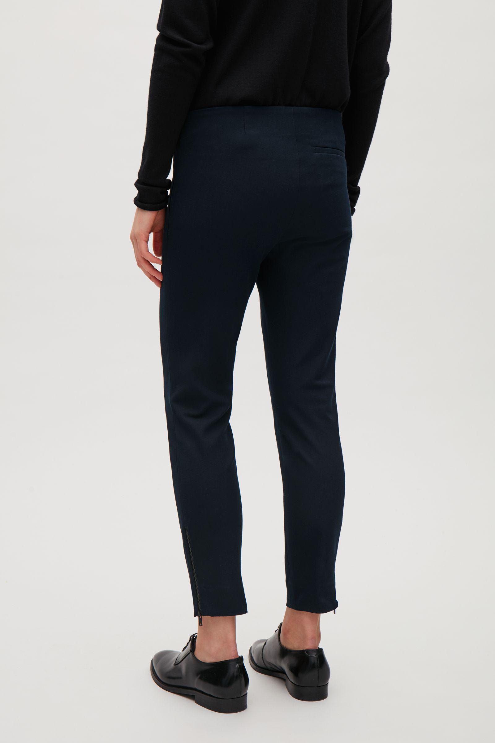COS Slim-fit Trousers With Ankle Zip in Blue | Lyst