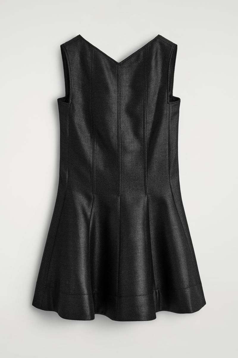 COS Metallic Wool-Blend Mini Dress in Black | Lyst
