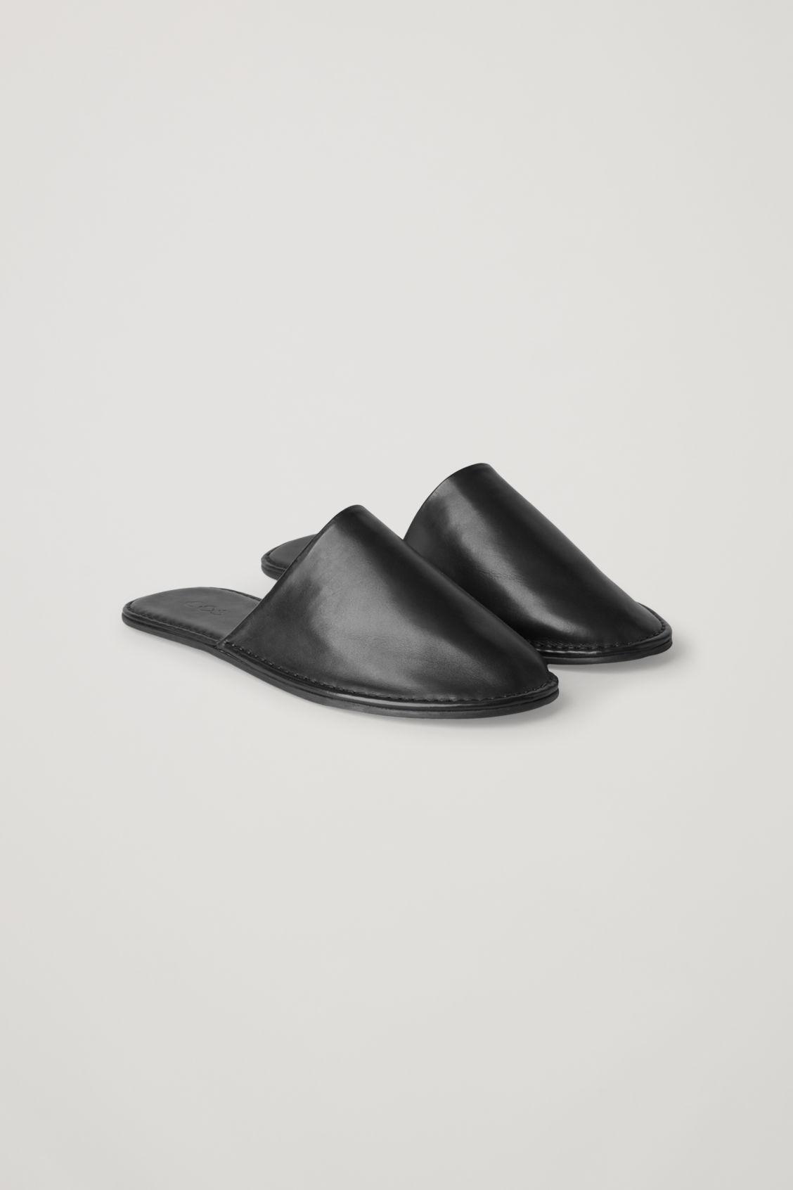 COS Nappa Leather Slippers in Black for Men - Lyst
