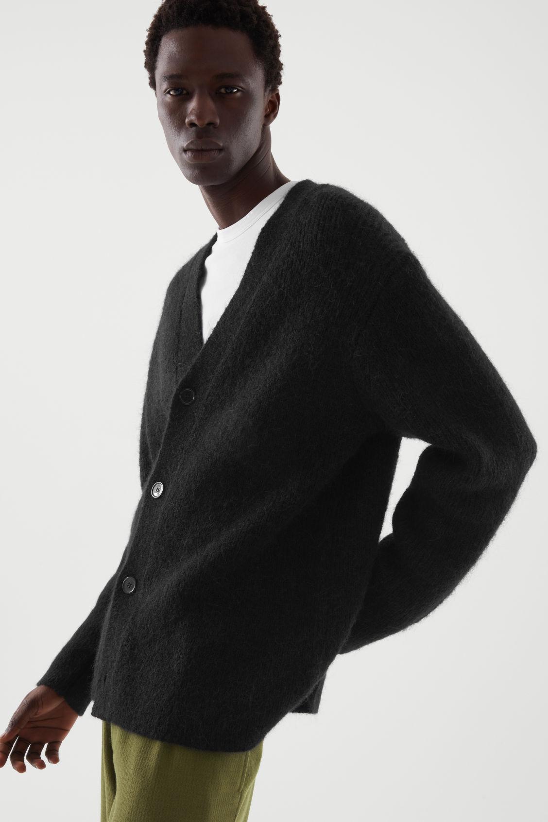 COS Alpaca-wool Mix Oversized Cardigan in Black for Men | Lyst