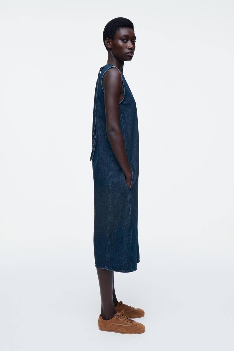 COS Sleeveless Denim Midi Dress in Blue | Lyst