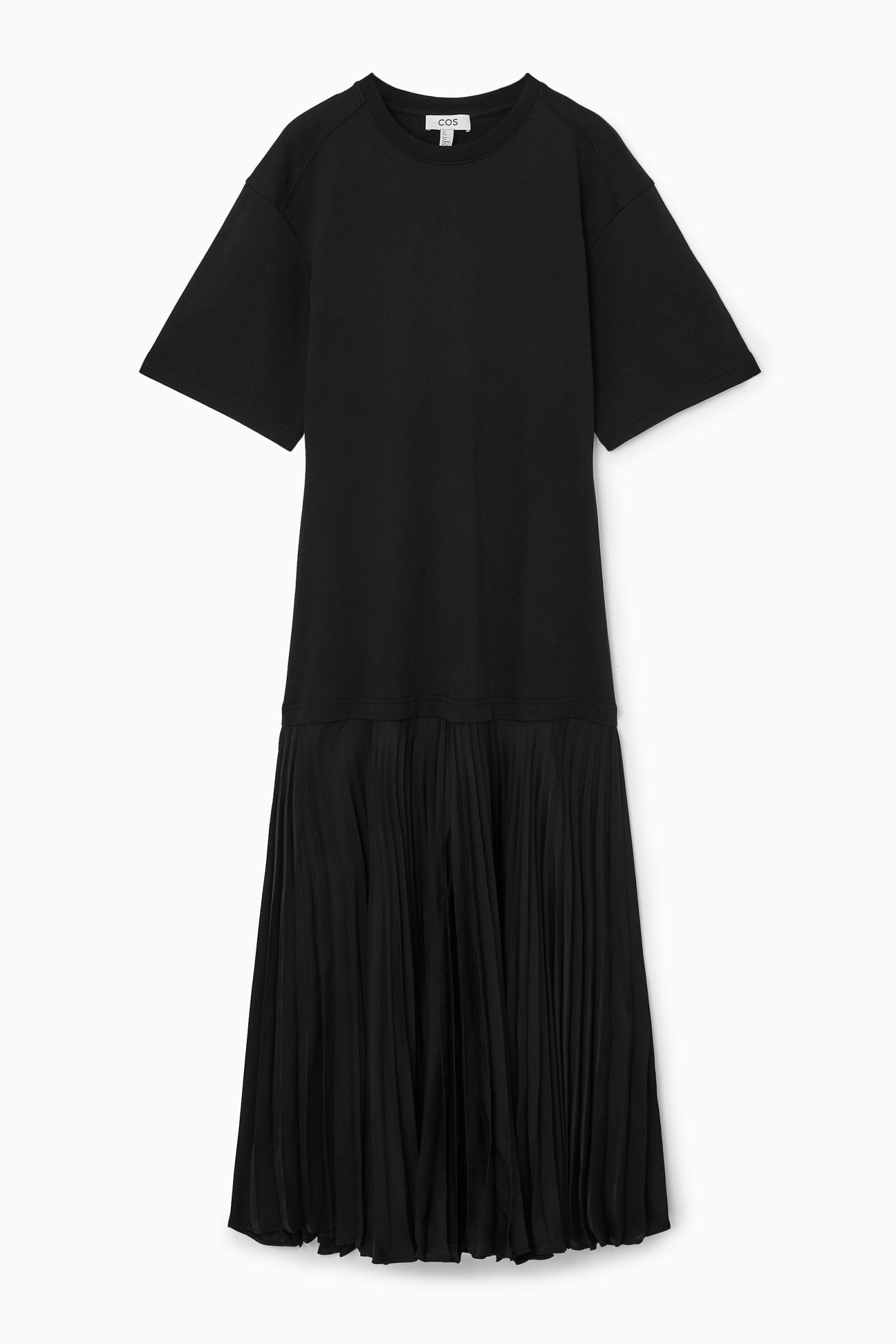 COS Pleated-skirt T-shirt Dress in Black Lyst UK