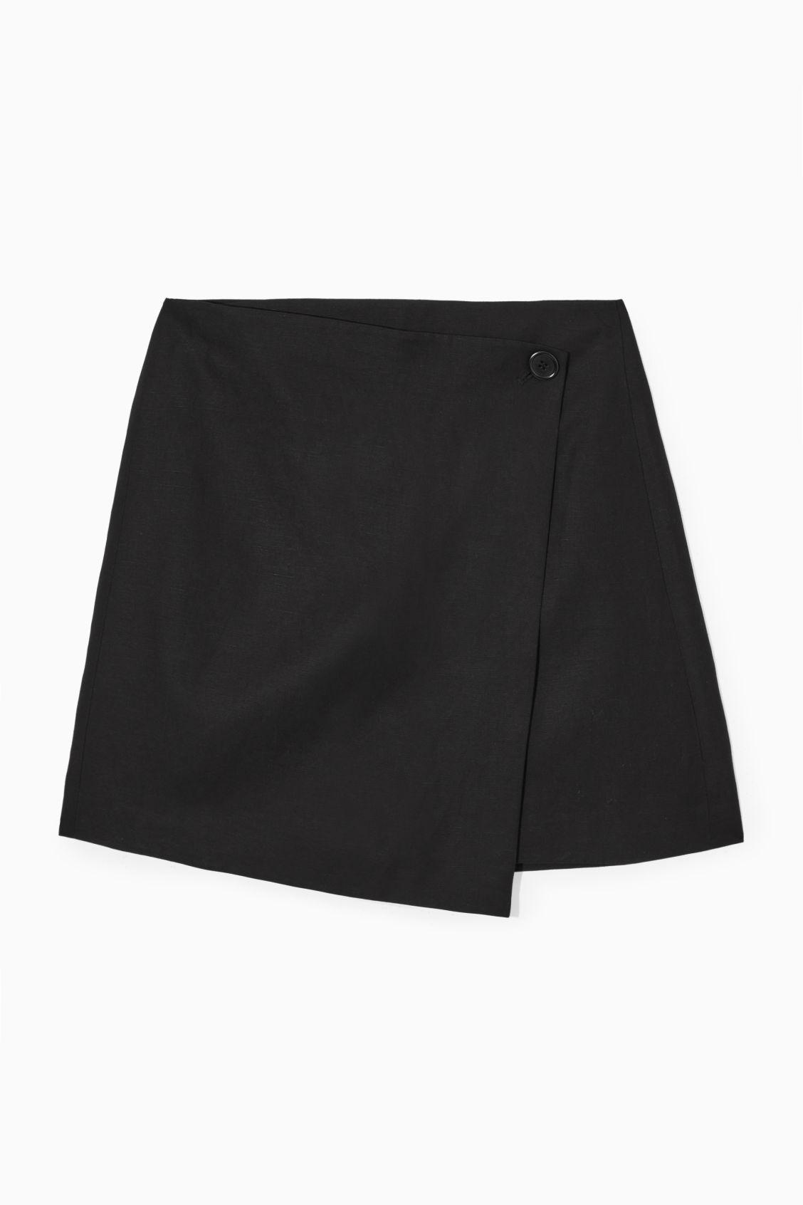 COS Asymmetric Mini Wrap Skirt in Black | Lyst