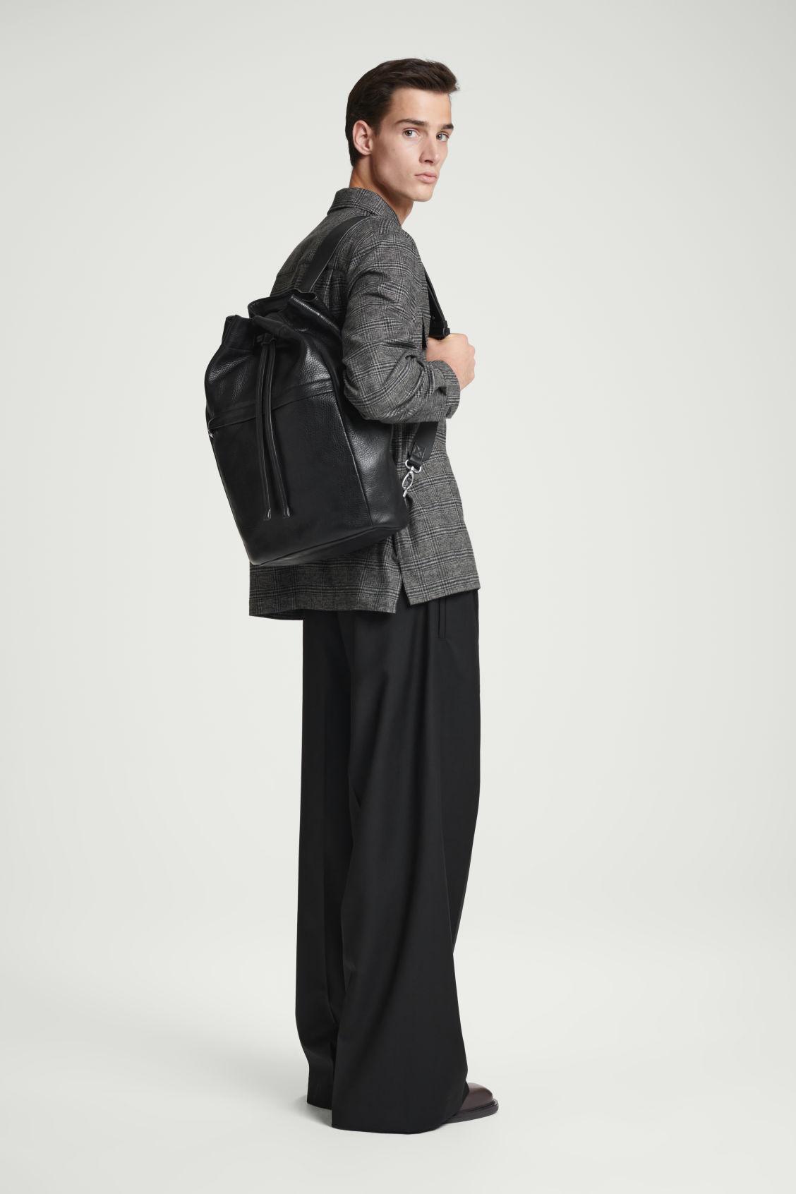 COS Drawstring Duffle Bag Leather in Black for Men Lyst