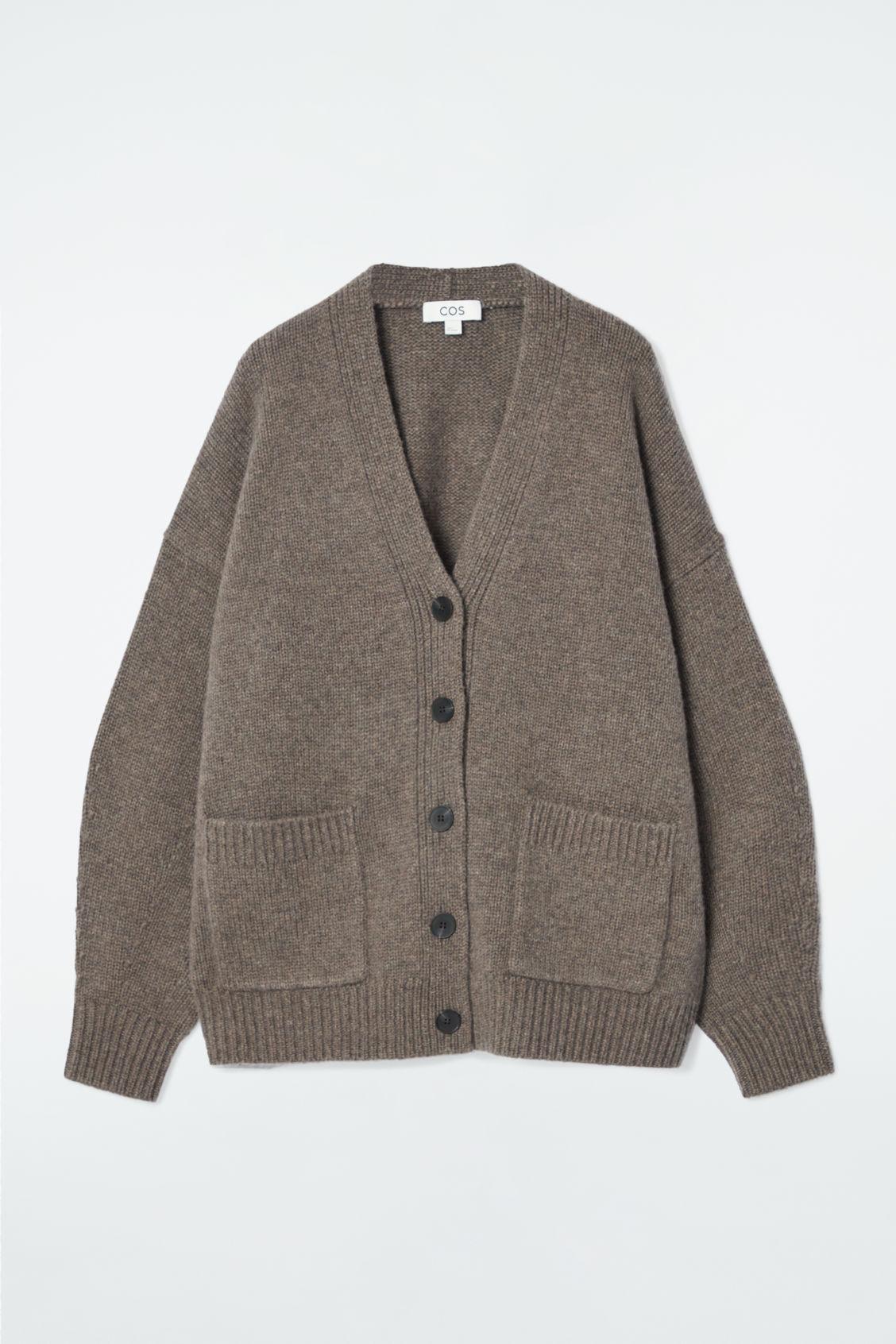 COS Chunky Cashmere-blend Cardigan in Brown | Lyst 