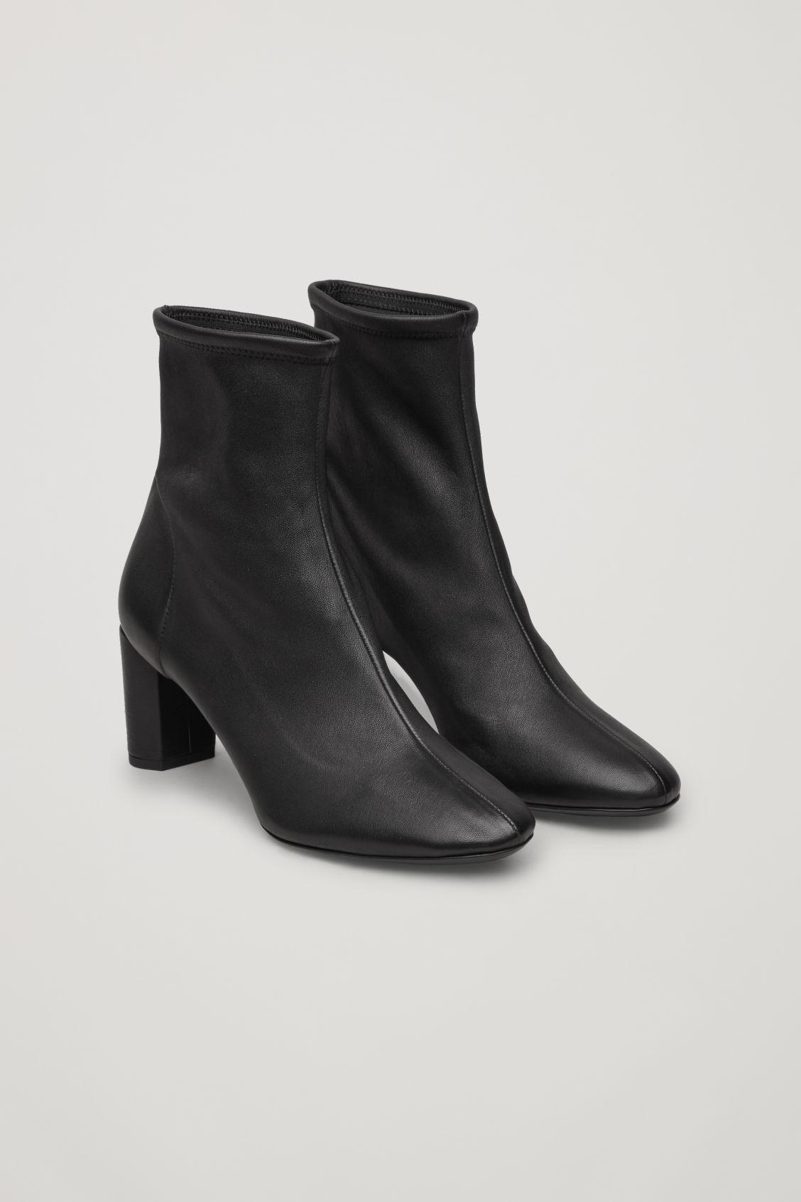 COS Stretch-leather Ankle Boots in Black | Lyst