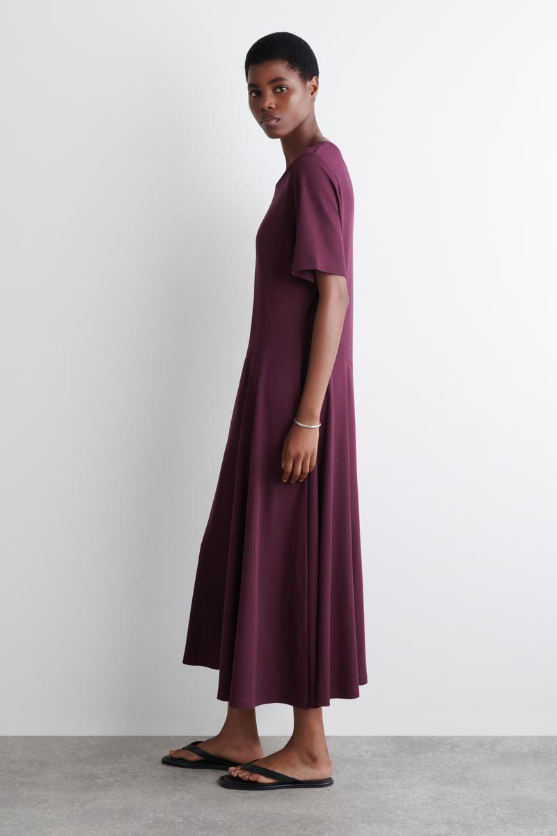 cos dress purple COS Women's Shawl-Collar Wrap Dress in Purple | Wool