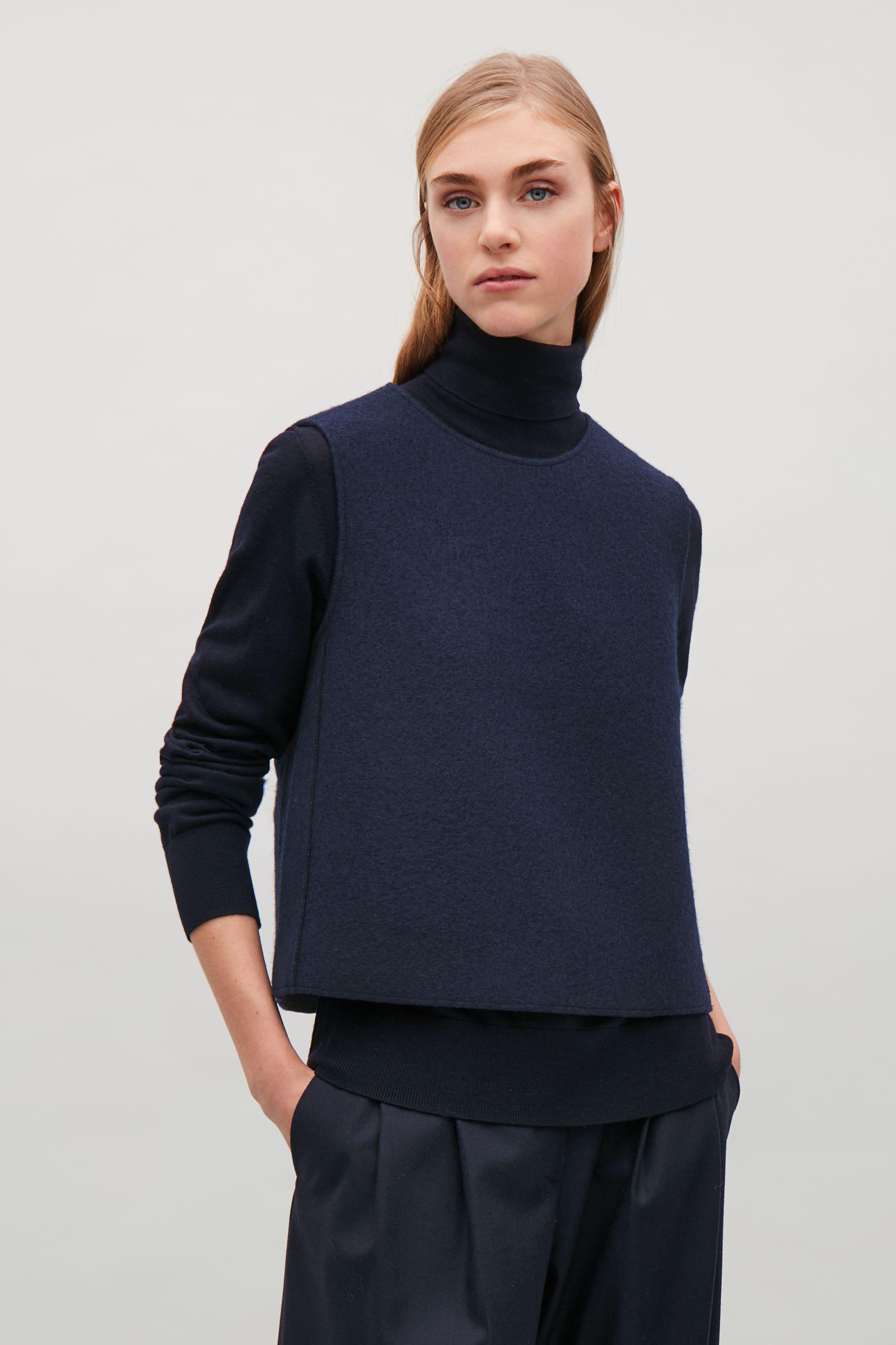 COS Panelled Wool Vest Top in Navy (Blue) - Lyst