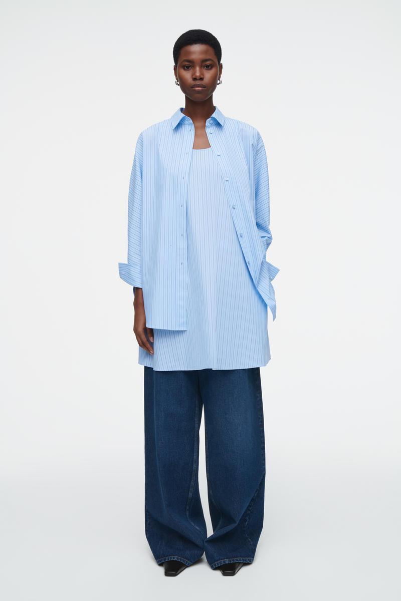 COS Layered Striped Trapeze Shirt Dress in Blue | Lyst